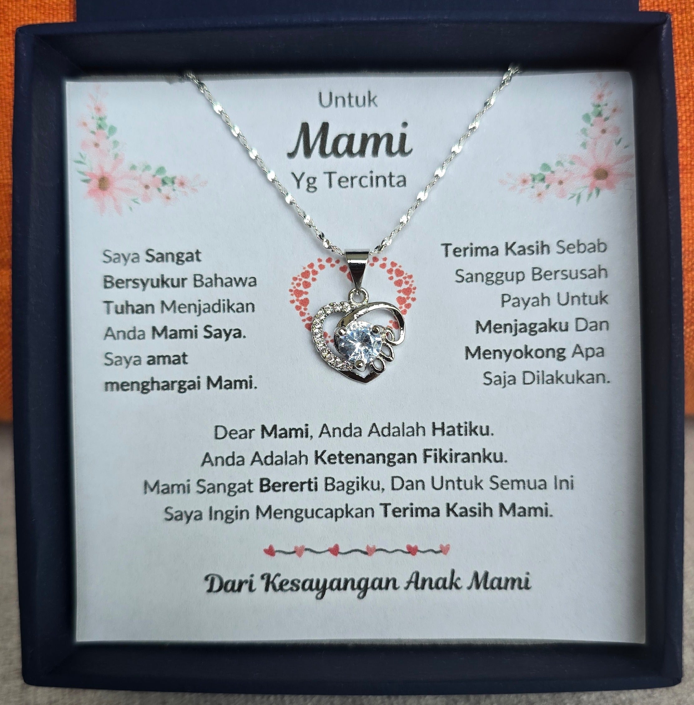 Untuk Mami ku I Sangat Bererti Bagiku I Love Heart Necklace