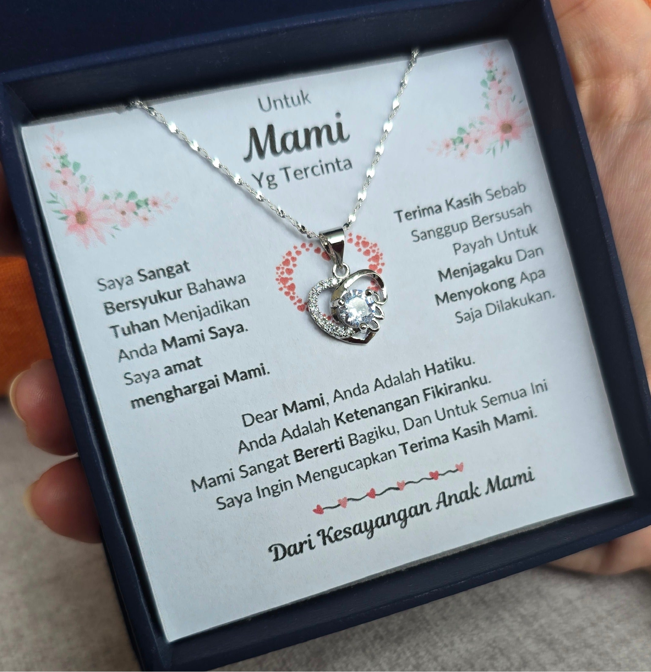 Untuk Mami ku I Sangat Bererti Bagiku I Love Heart Necklace