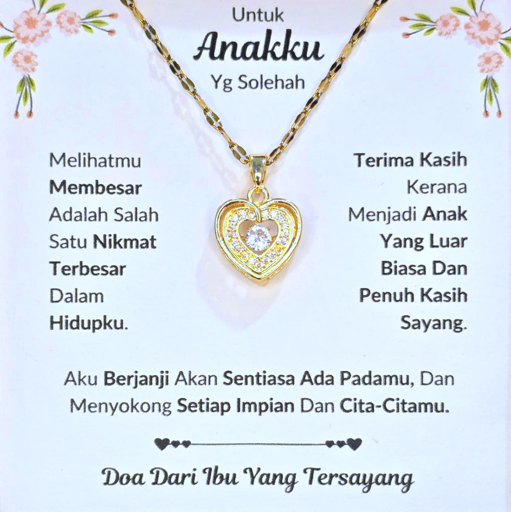 Hadiah Terbaik Untuk Anakku I Sentiasa Ada Padamu I Dari Ibu I Gold Heart Necklace