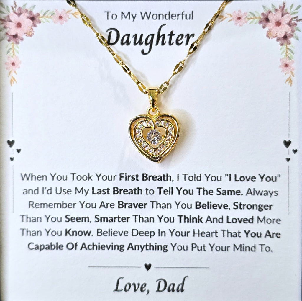 Best Gift To My Daughter I Always Love You I From Dad I Gold Heart Necklace