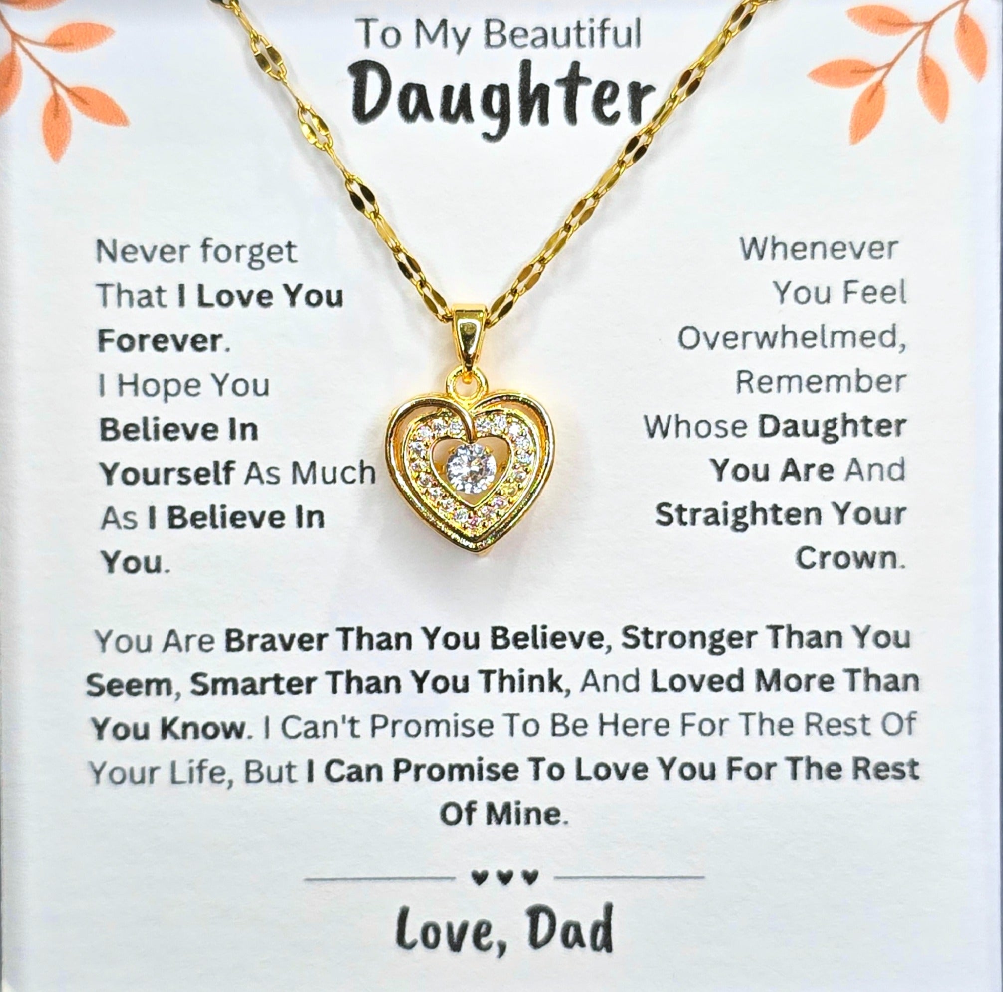 Best Gift To My Daughter I Love You Forever I From Dad I Gold Heart Necklace