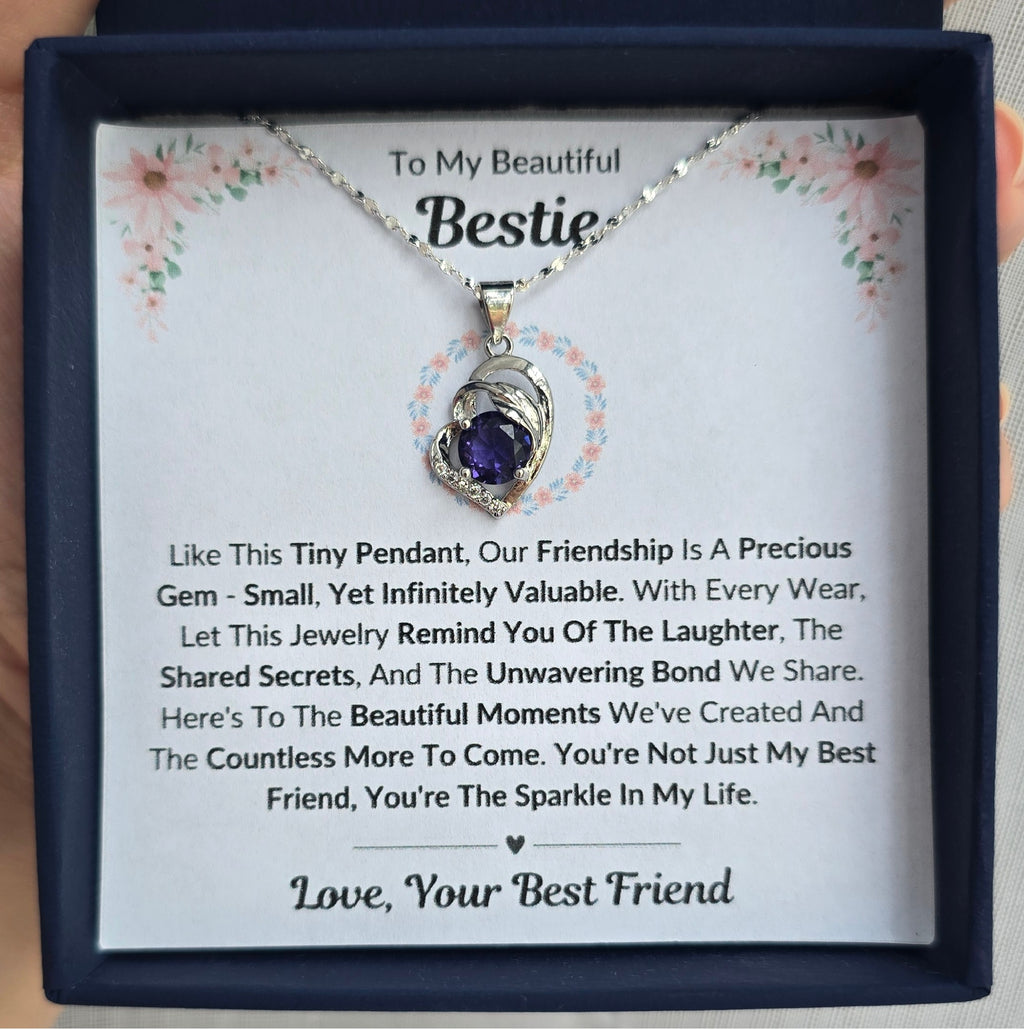 Best Gift To My Bestie I Not Just Best Friend I Purple Love Necklace