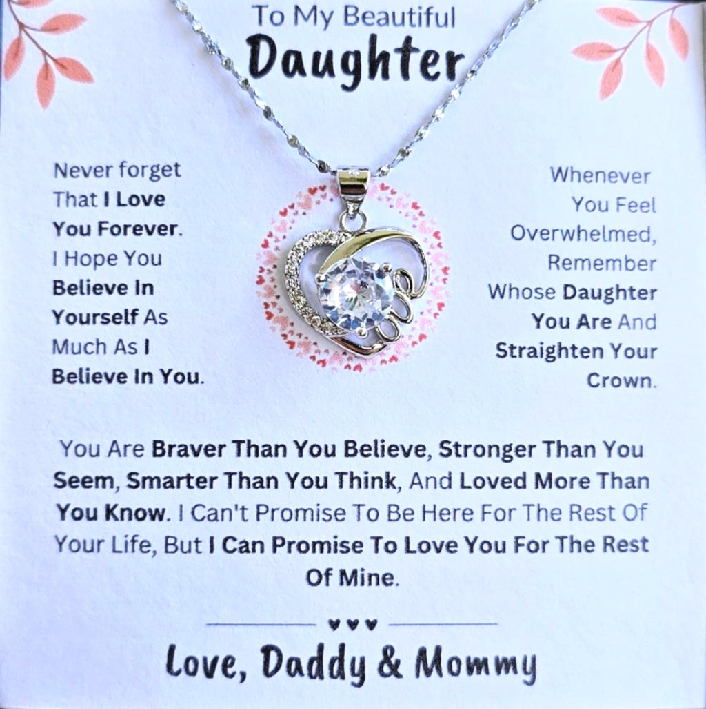 Best Gift To My Daughter I Always Love You I From Daddy Mommy I Love Heart Necklace