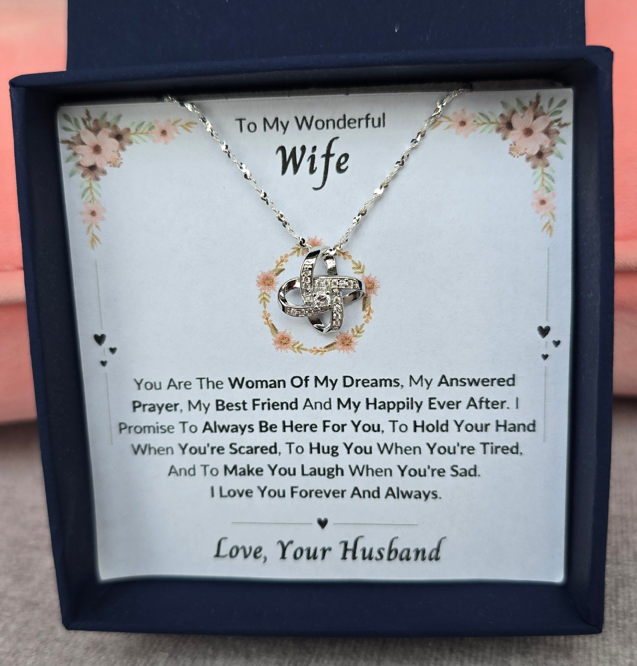 Best Gift To My Wife I Woman Of My Dreams I Love Knot Necklace