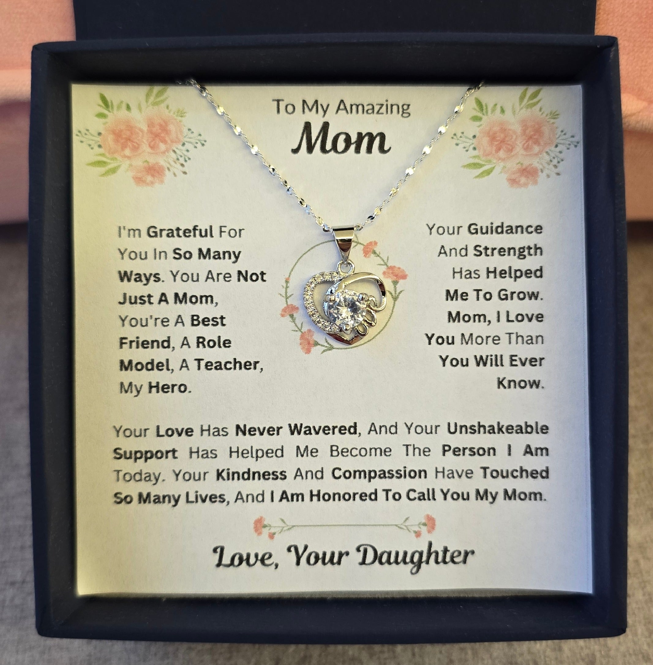 Best Gift To My Mom I Not Just A Mom I From Daughter I Love Heart Necklace