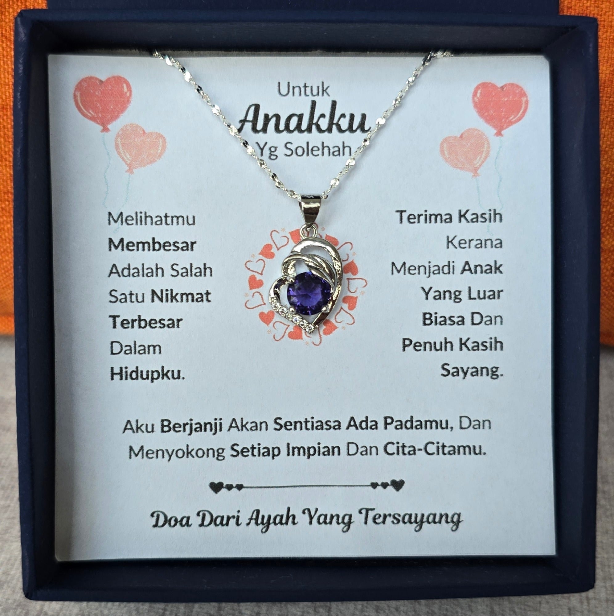 Hadiah Terbaik Untuk Anakku I Sentiasa Ada Padamu I Dari Ayah I Purple Love Necklace