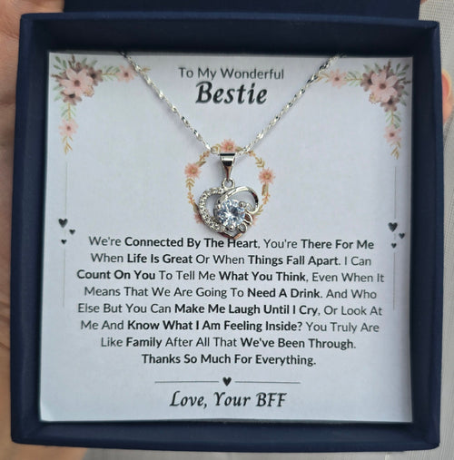 Best Gift To My Bestie I Connected By Heart I Love Heart Necklace