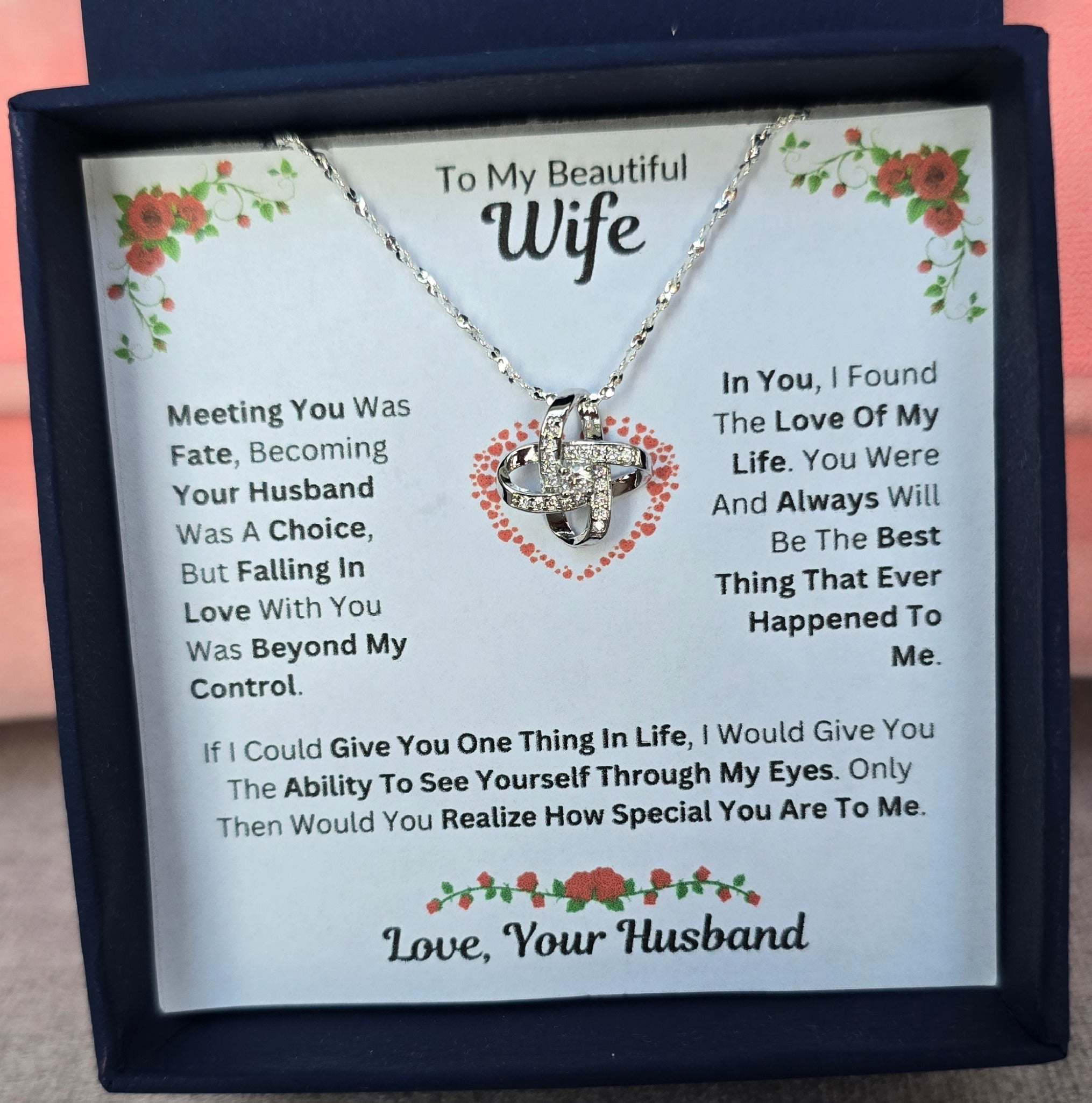 Best Gift To My Wife I Meeting You Was Fate I Love Knot Necklace