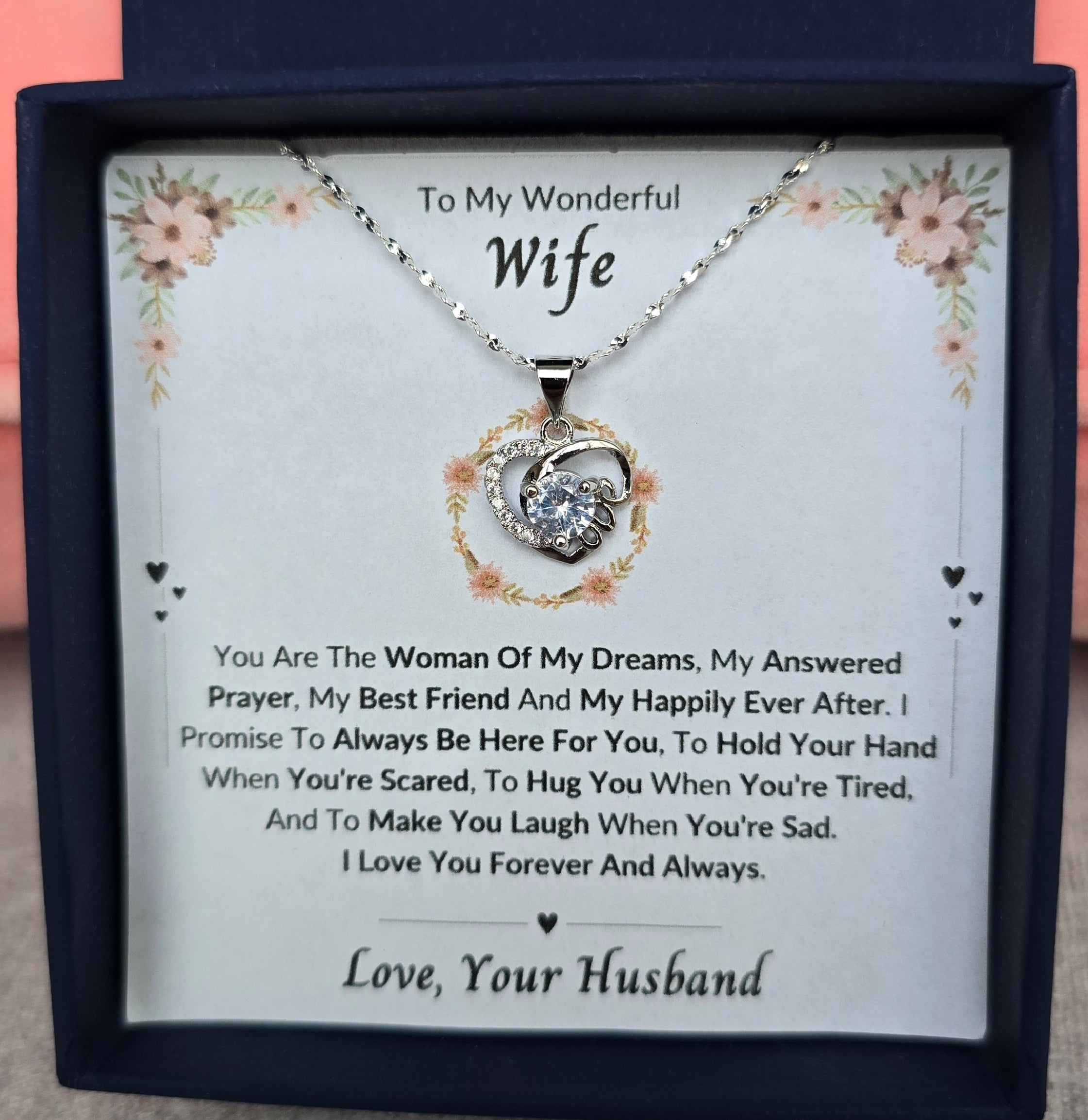 Best Gift To My Wife I Woman Of My Dreams I Love Heart Necklace