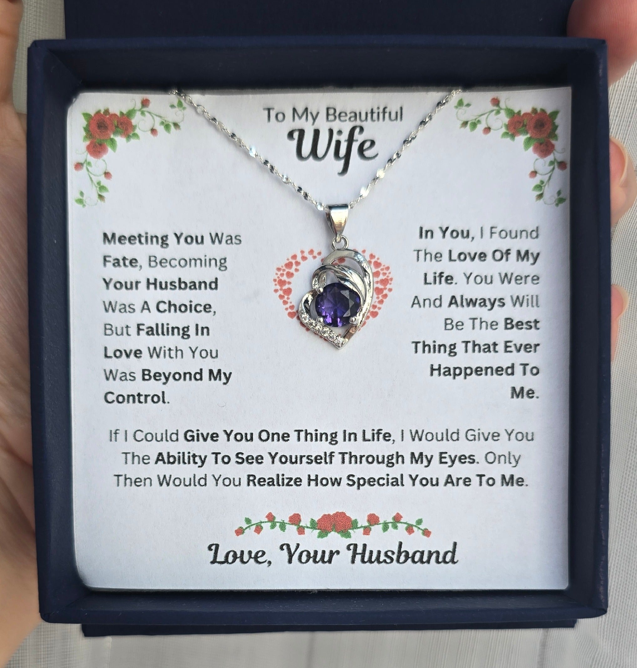 Best Gift To My Wife I Meeting You Was Fate I Purple Love Necklace
