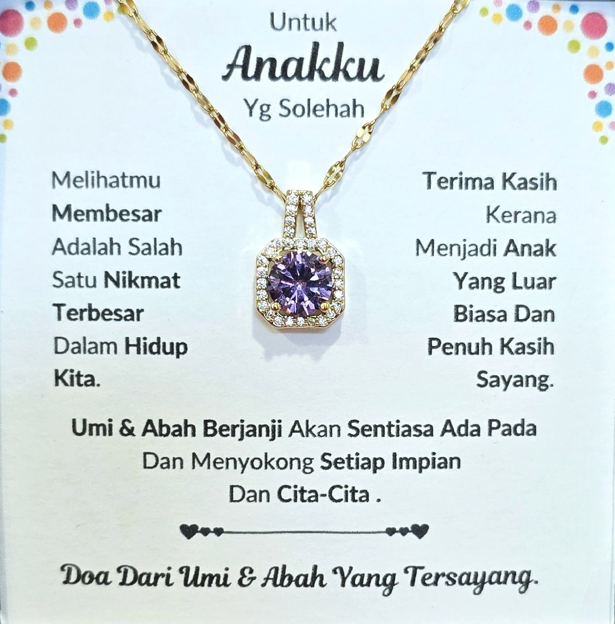 Hadiah Terbaik Untuk Anakku I Sentiasa Ada Padamu I Dari UmiAbah I Sweet Purple Necklace