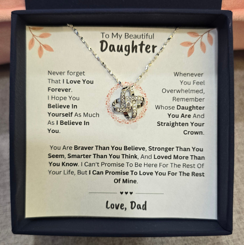 Best Gift To My Daughter I Love You Forever I From Dad I Love Knot Necklace