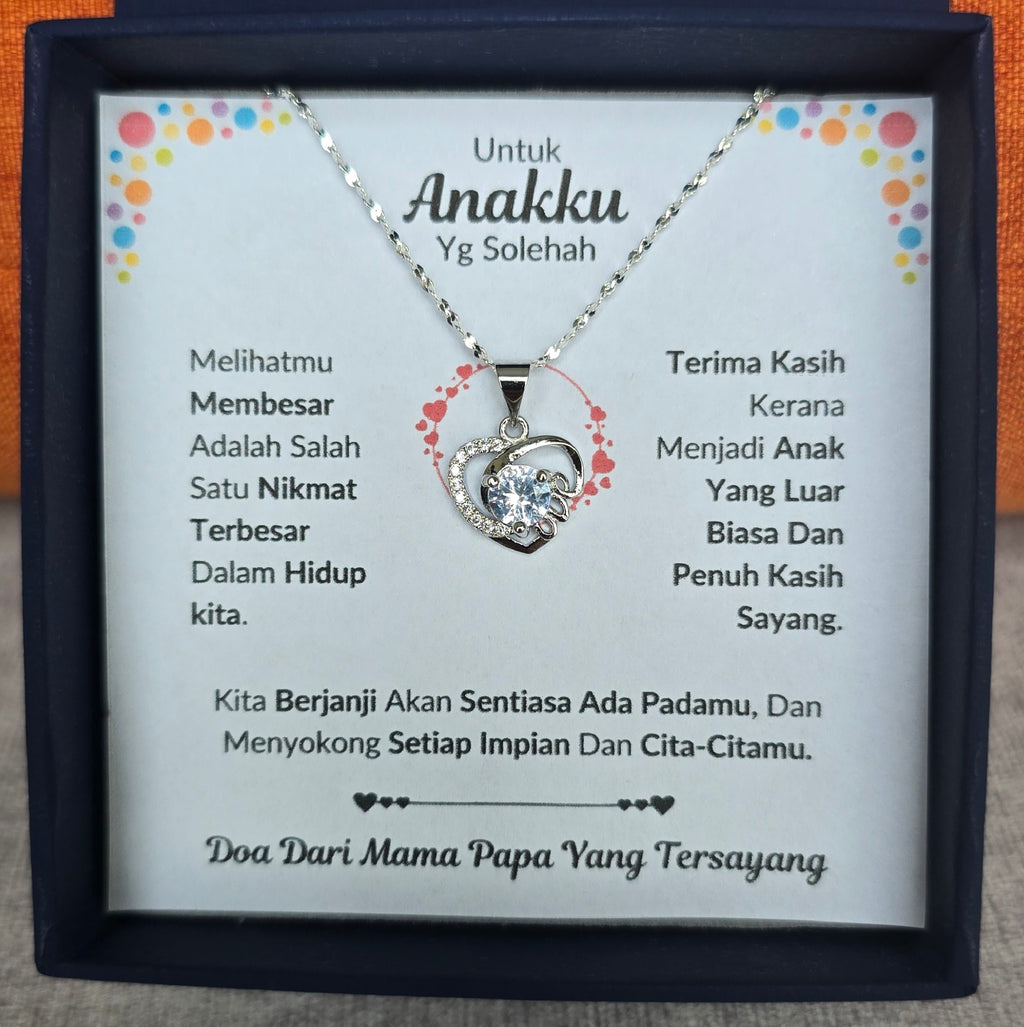 Hadiah Terbaik Untuk Anakku I Sentiasa Ada Padamu I Dari MamaPapa I Love Heart Necklace