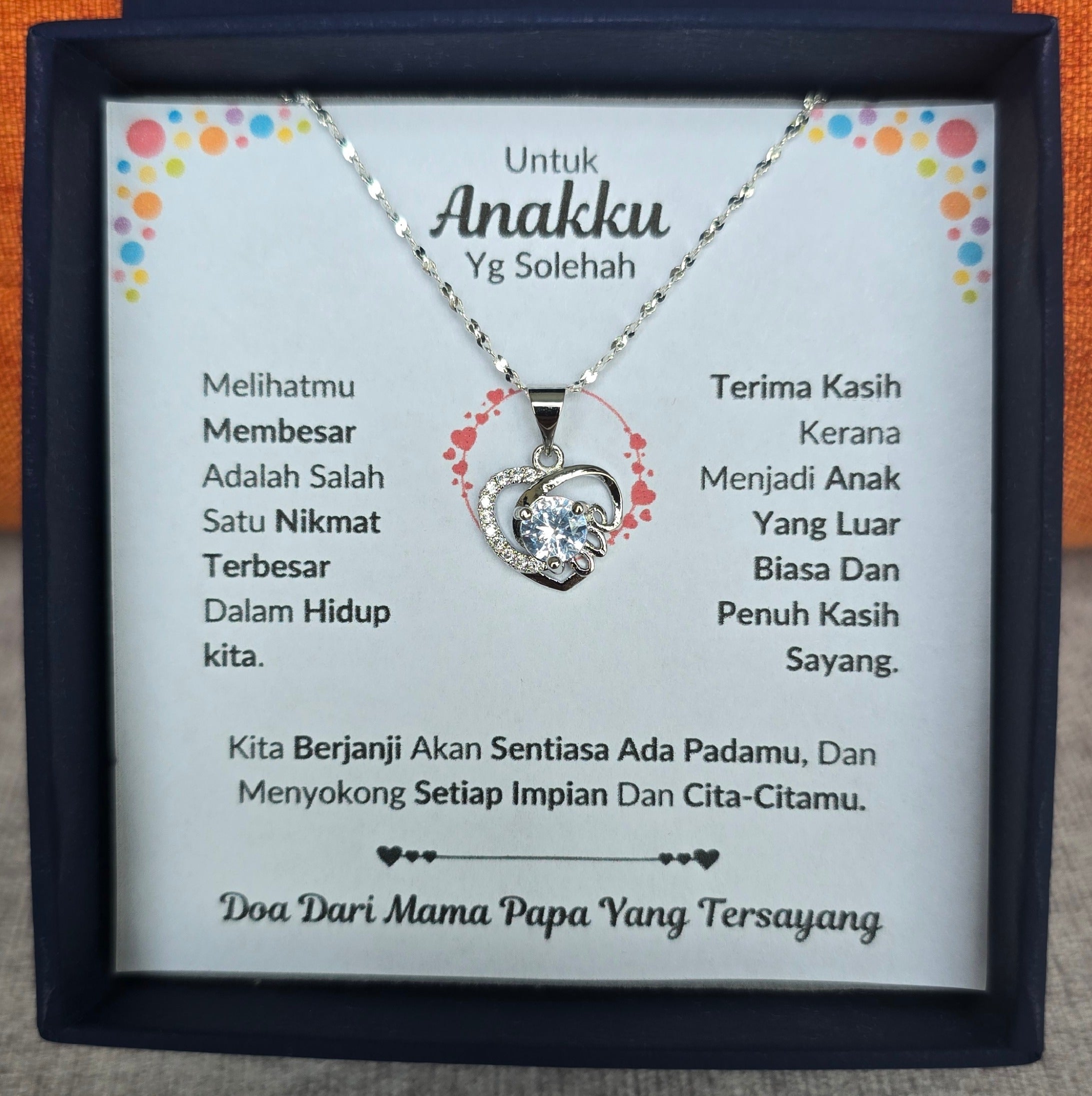 Hadiah Terbaik Untuk Anakku I Sentiasa Ada Padamu I Dari MamaPapa I Love Heart Necklace
