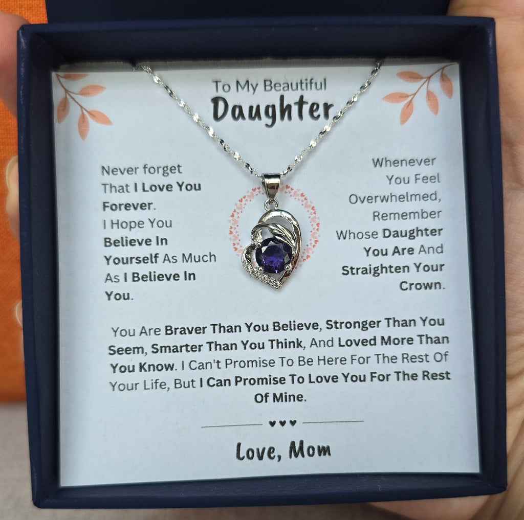 Best Gift To My Daughter I Love You Forever I From Mom I Purple Love Necklace