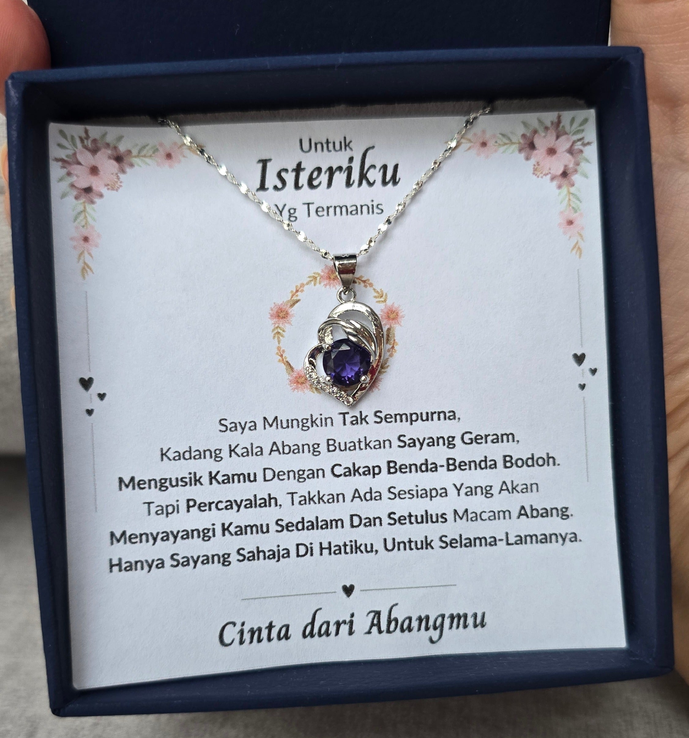 Hadiah Terbaik Untuk Isteriku I Sayang Selama-lamanya I Purple Love Necklace