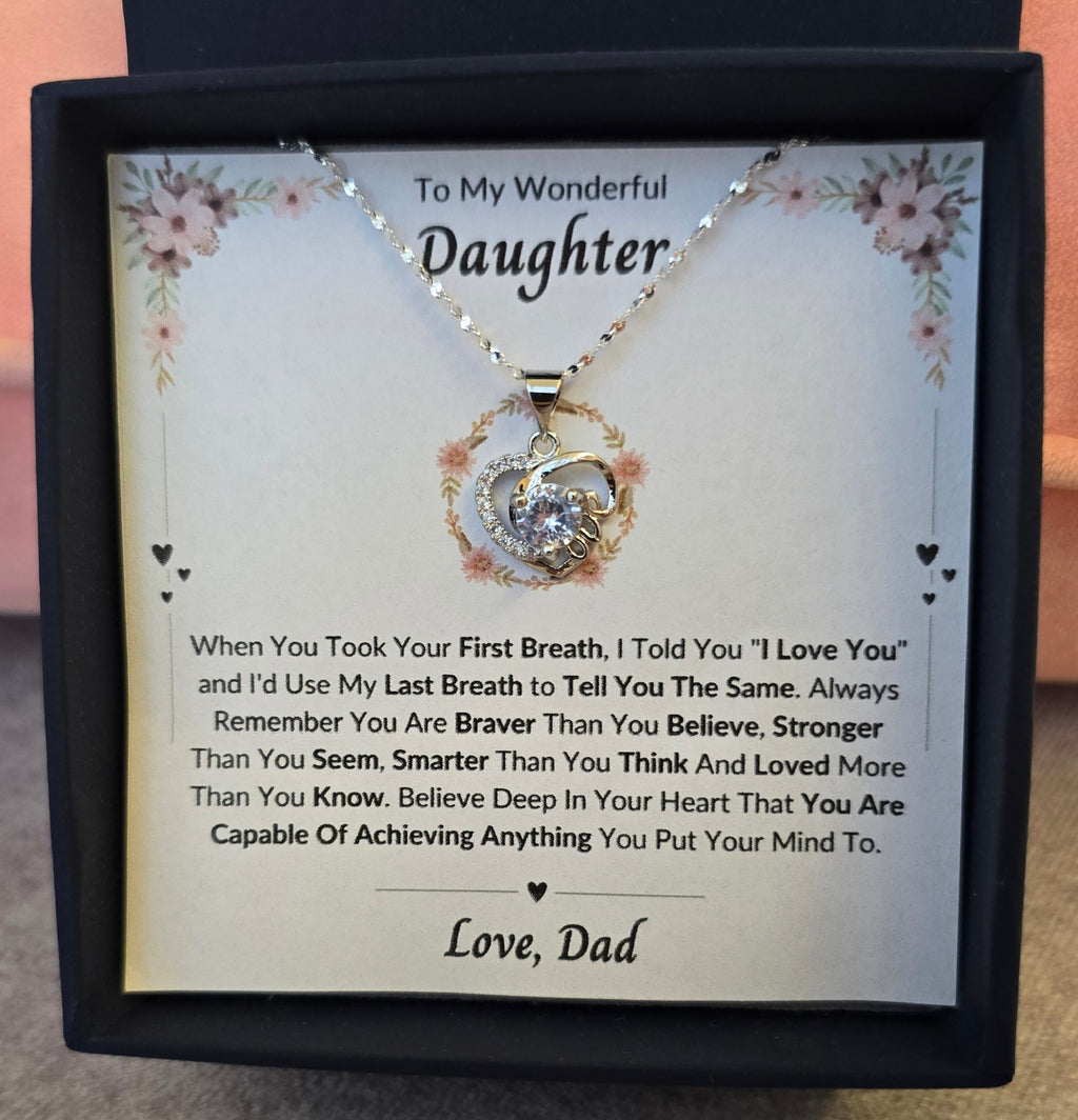 Best Gift To My Daughter I Always Love You I From Dad I Love Heart Necklace