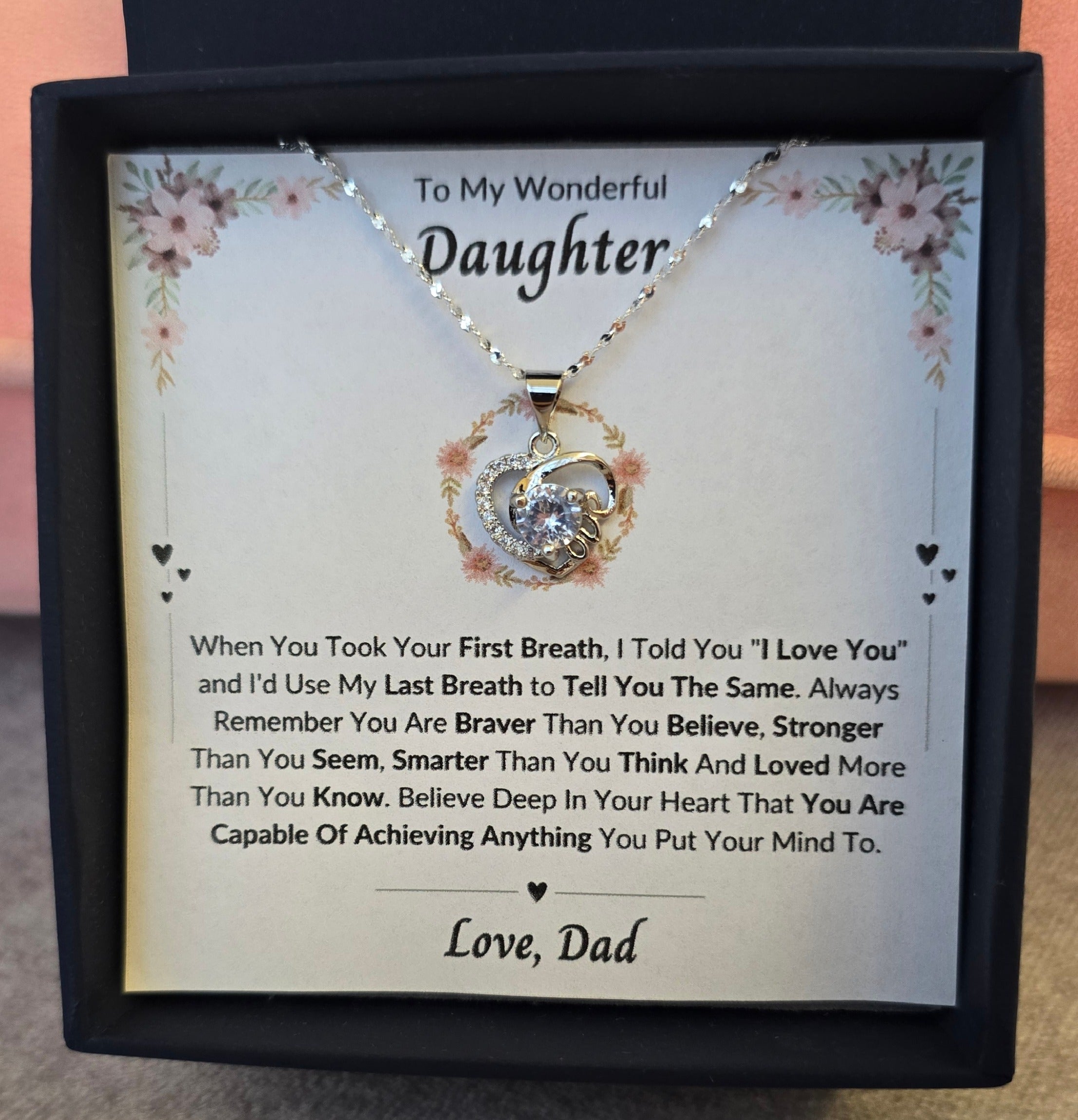 Best Gift To My Daughter I Always Love You I From Dad I Love Heart Necklace
