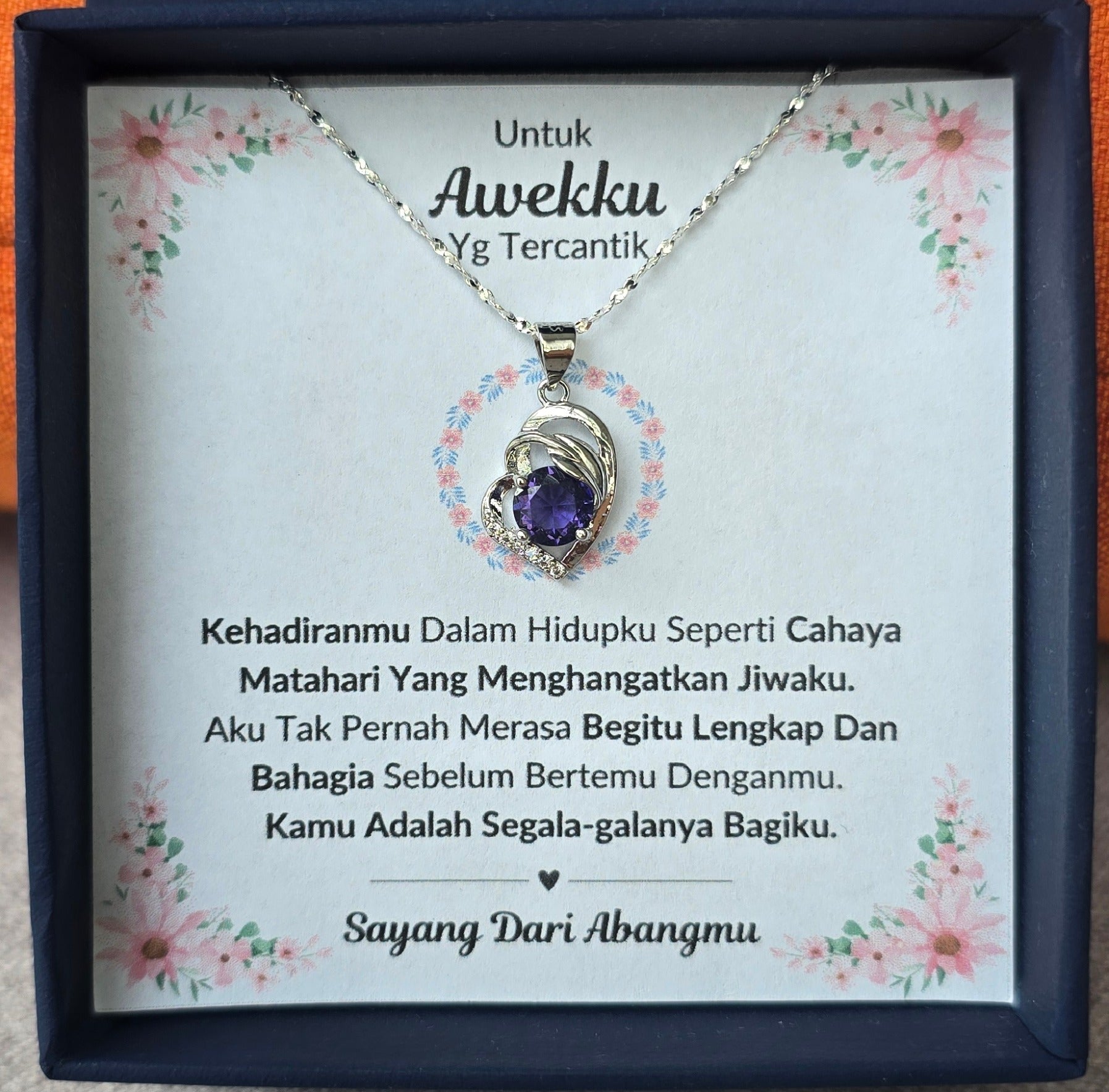 Hadiah Terbaik Untuk Awekku I Lengkap Dan Bahagia I Purple Love Necklace