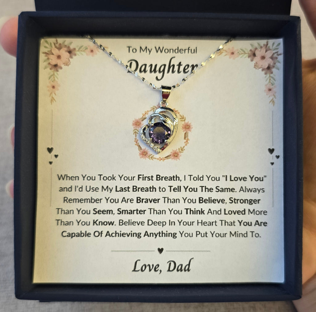 Best Gift To My Daughter I Always Love You I From Dad I Purple Love Necklace