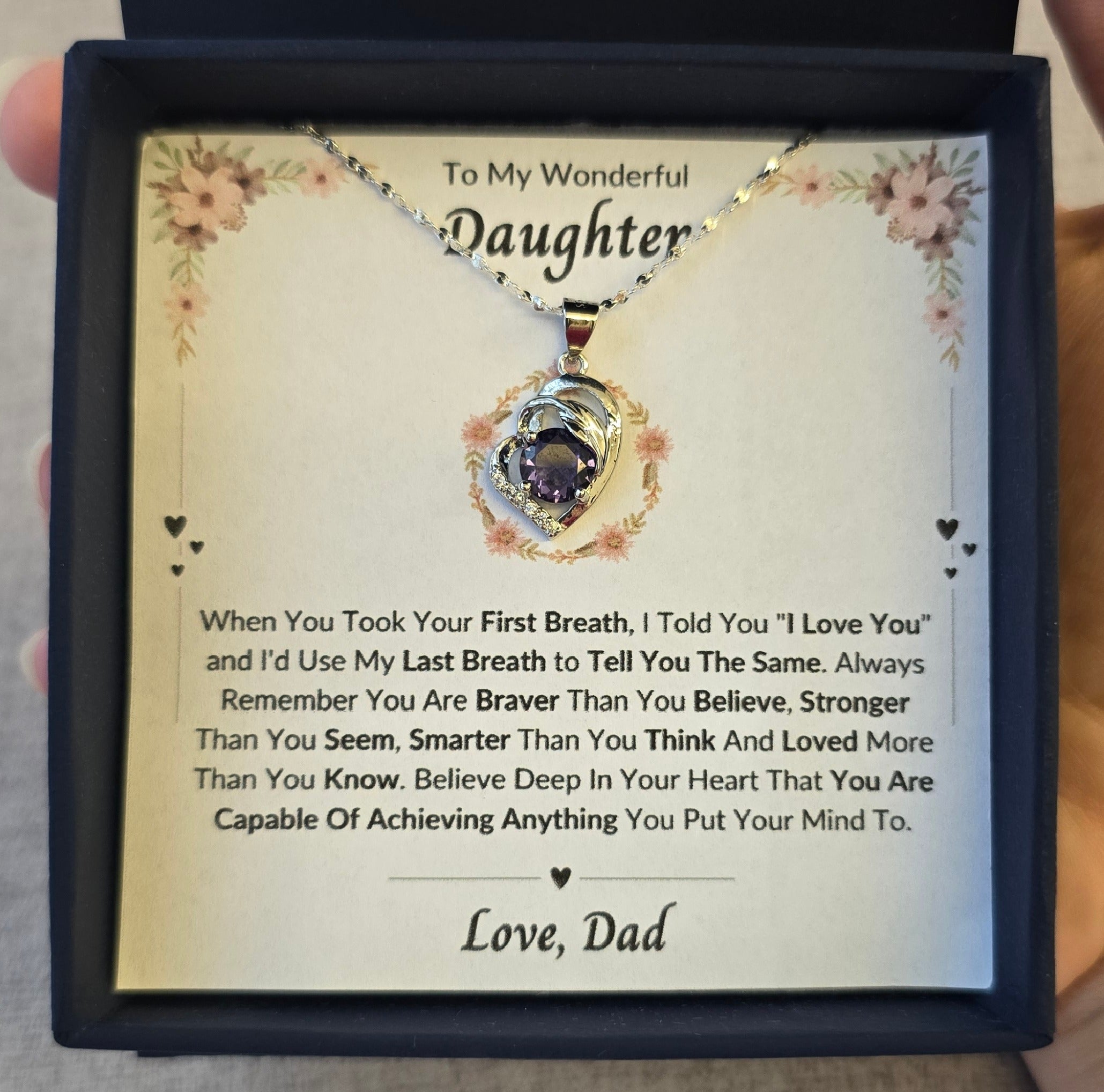 Best Gift To My Daughter I Always Love You I From Dad I Purple Love Necklace
