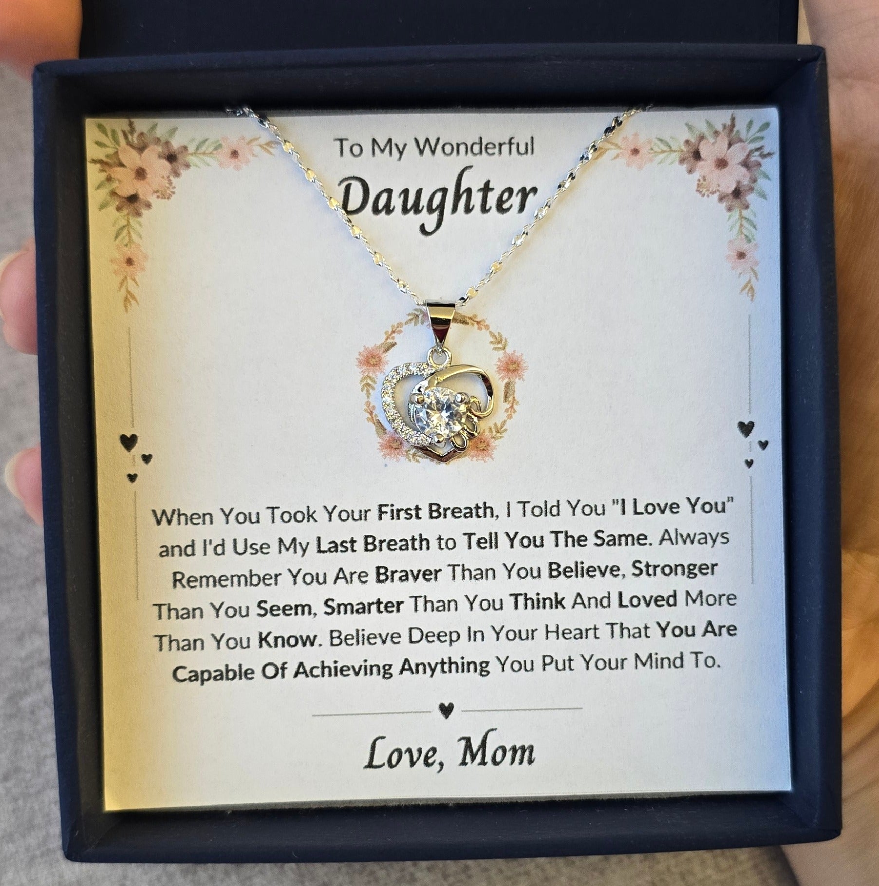 Best Gift To My Daughter I Always Love You I From Mom I Love Heart Necklace