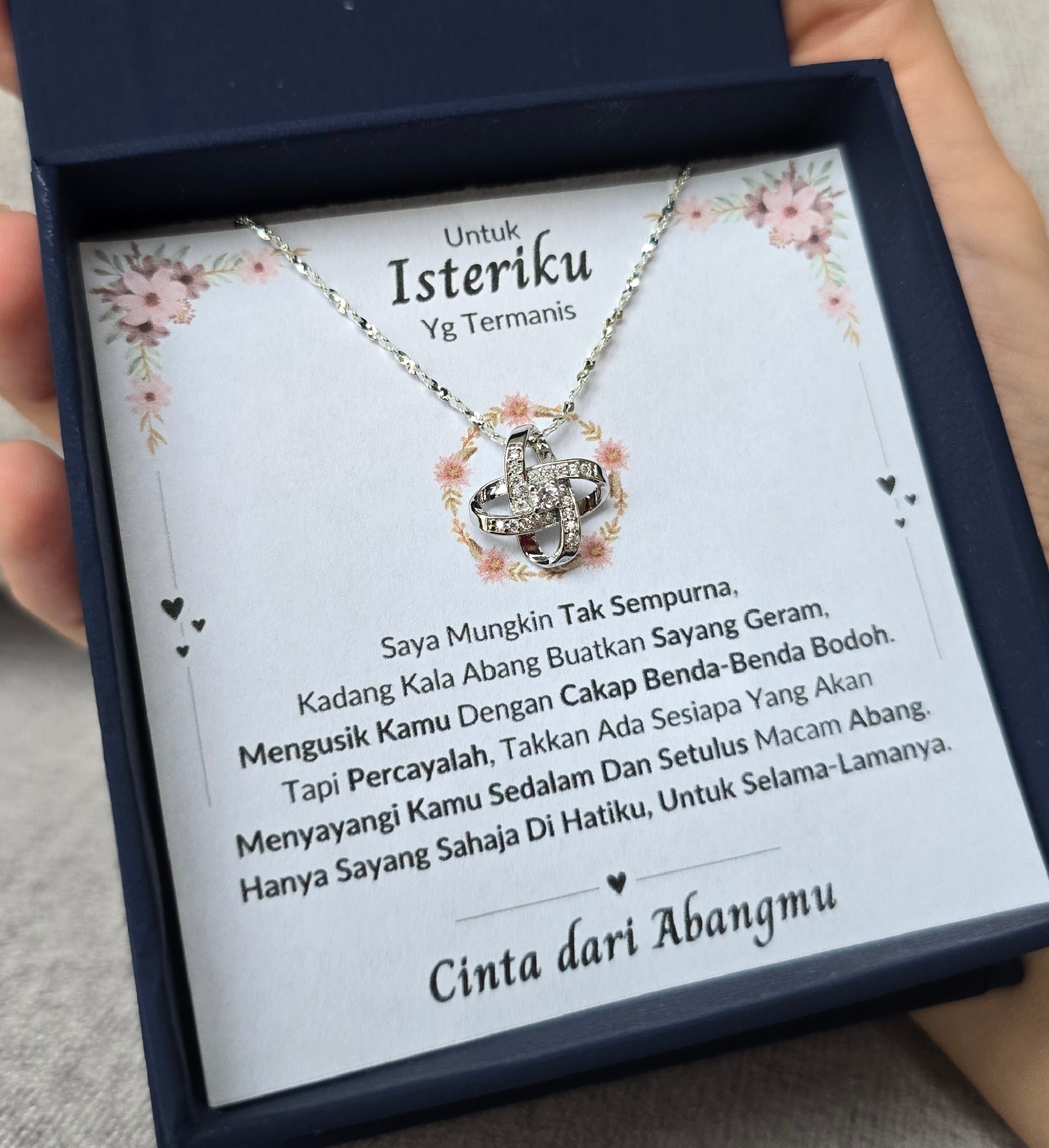 Hadiah Terbaik Untuk Isteriku I Sayang Selama-lamanya I Love Knot Necklace