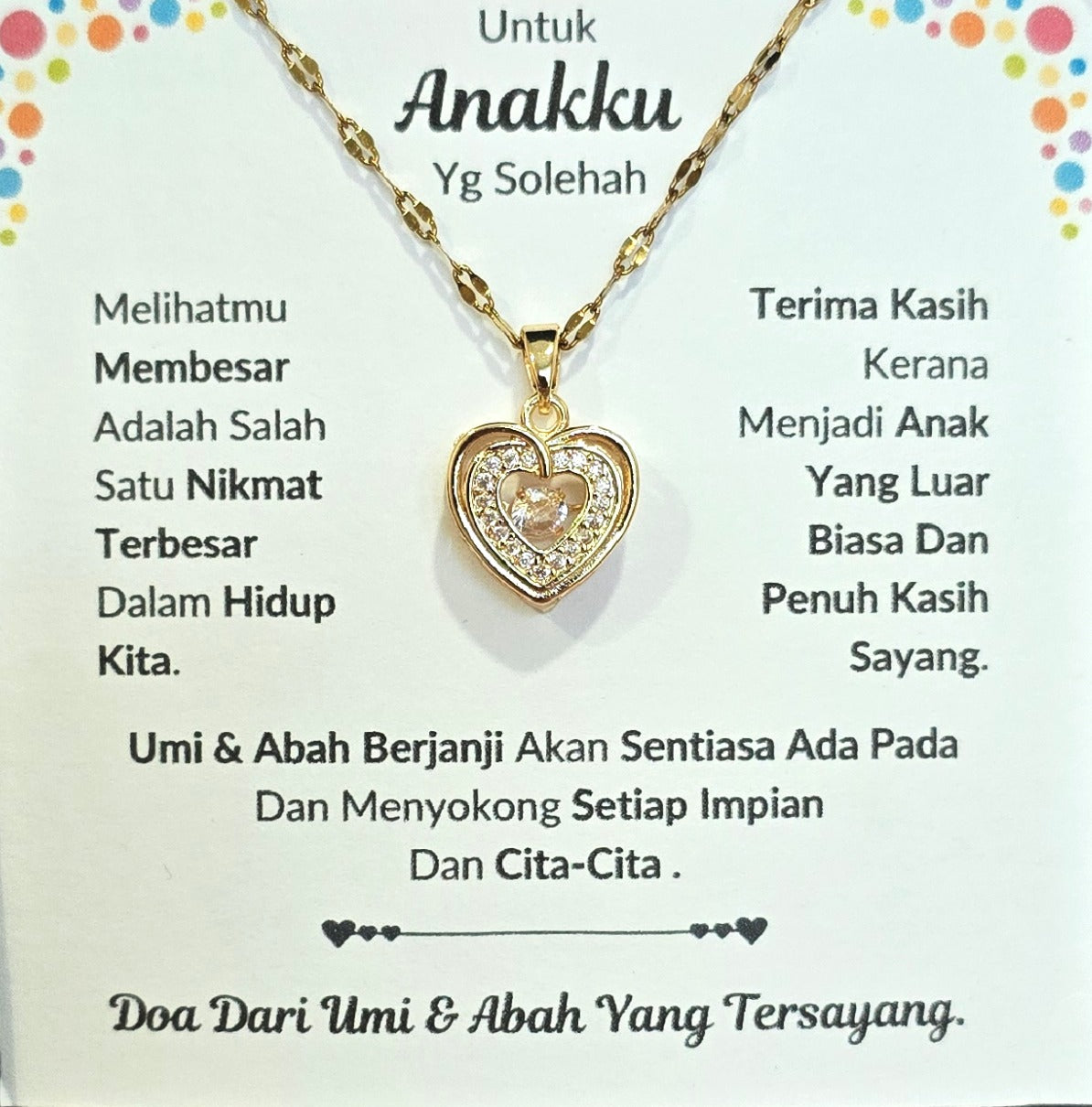 Hadiah Terbaik Untuk Anakku I Sentiasa Ada Padamu I Dari UmiAbah I Gold Heart Necklace