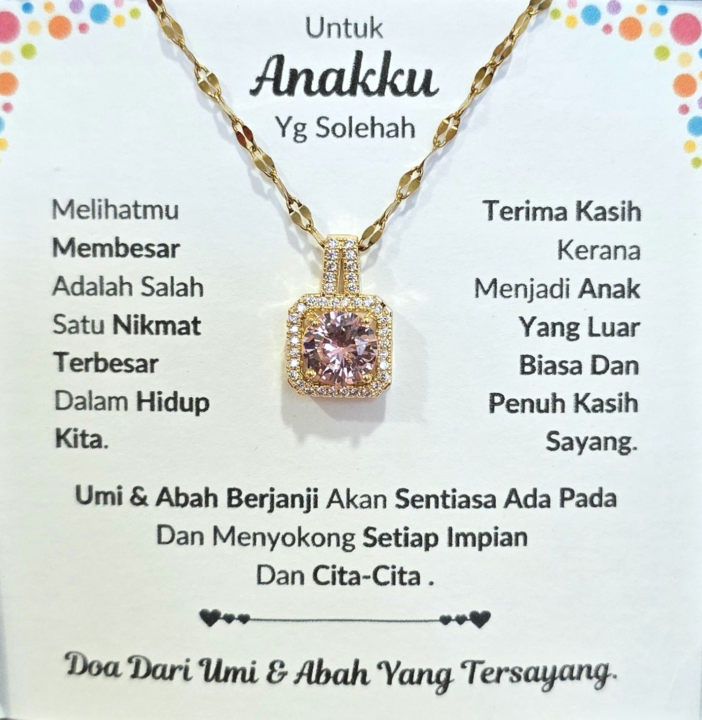 Hadiah Terbaik Untuk Anakku I Sentiasa Ada Padamu I Dari UmiAbah I Sweet Pink Necklace