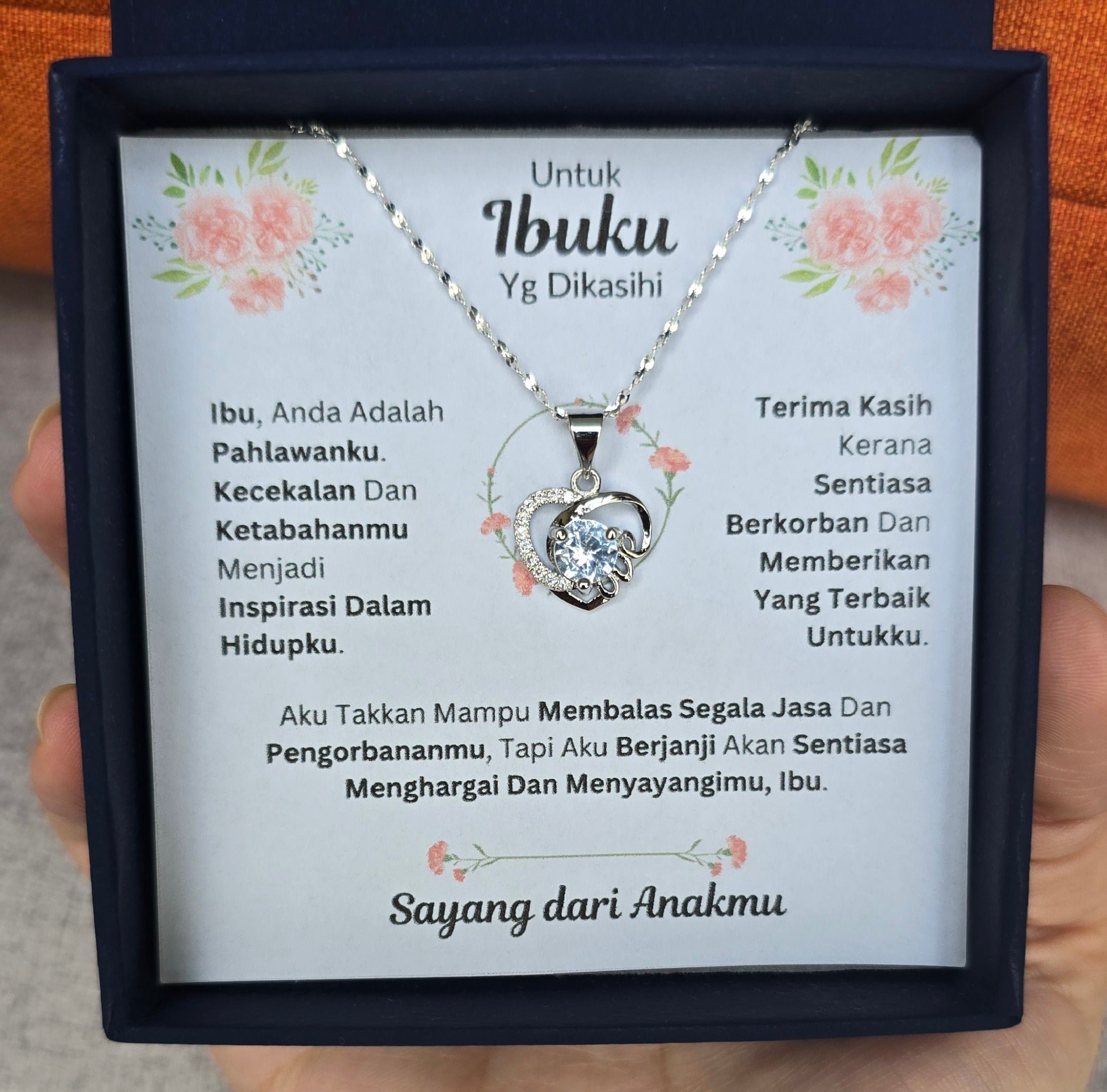 Hadiah Terbaik Untuk Ibuku I Sentiasa Berkorban Untukku I Love Heart Necklace
