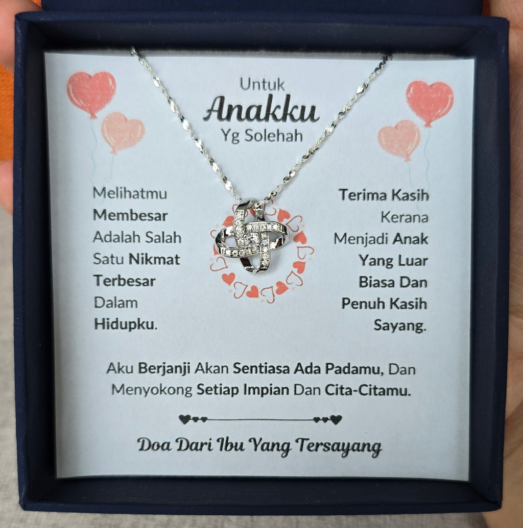 Hadiah Terbaik Untuk Anakku I Sentiasa Ada Padamu I Dari Ibu I Love Knot Necklace