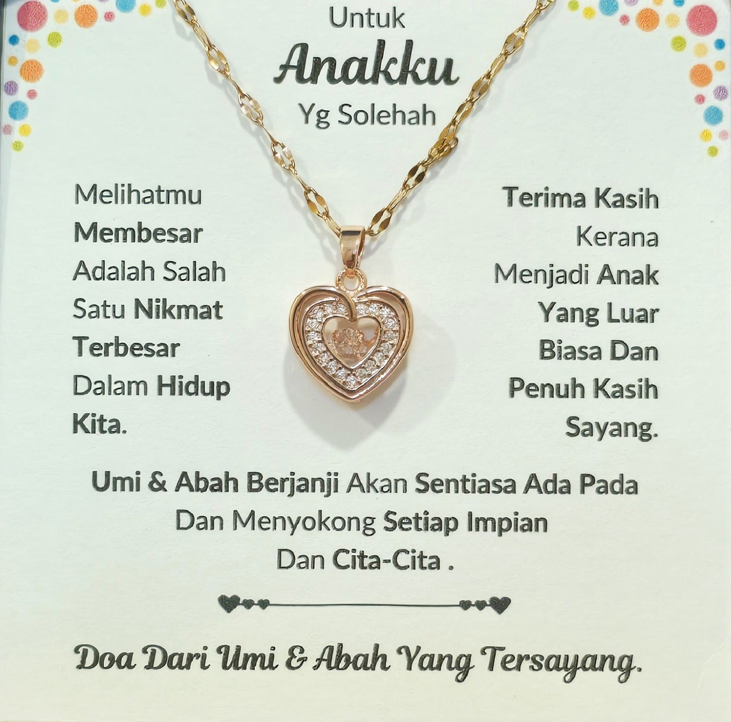 Hadiah Terbaik Untuk Anakku I Sentiasa Ada Padamu I Dari UmiAbah I Rose Heart Necklace