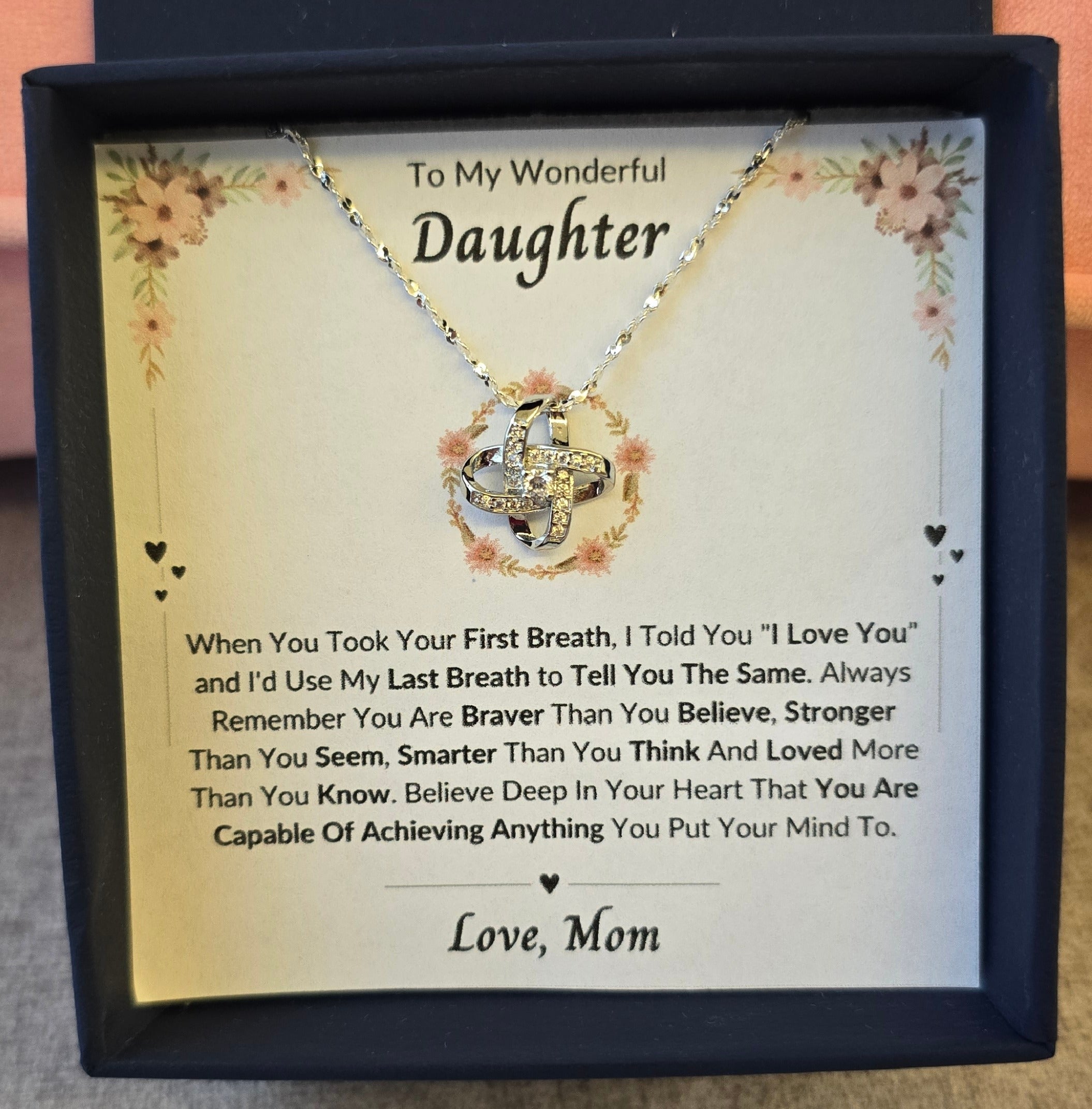 Best Gift To My Daughter I Always Love You I From Mom I Love Knot Necklace