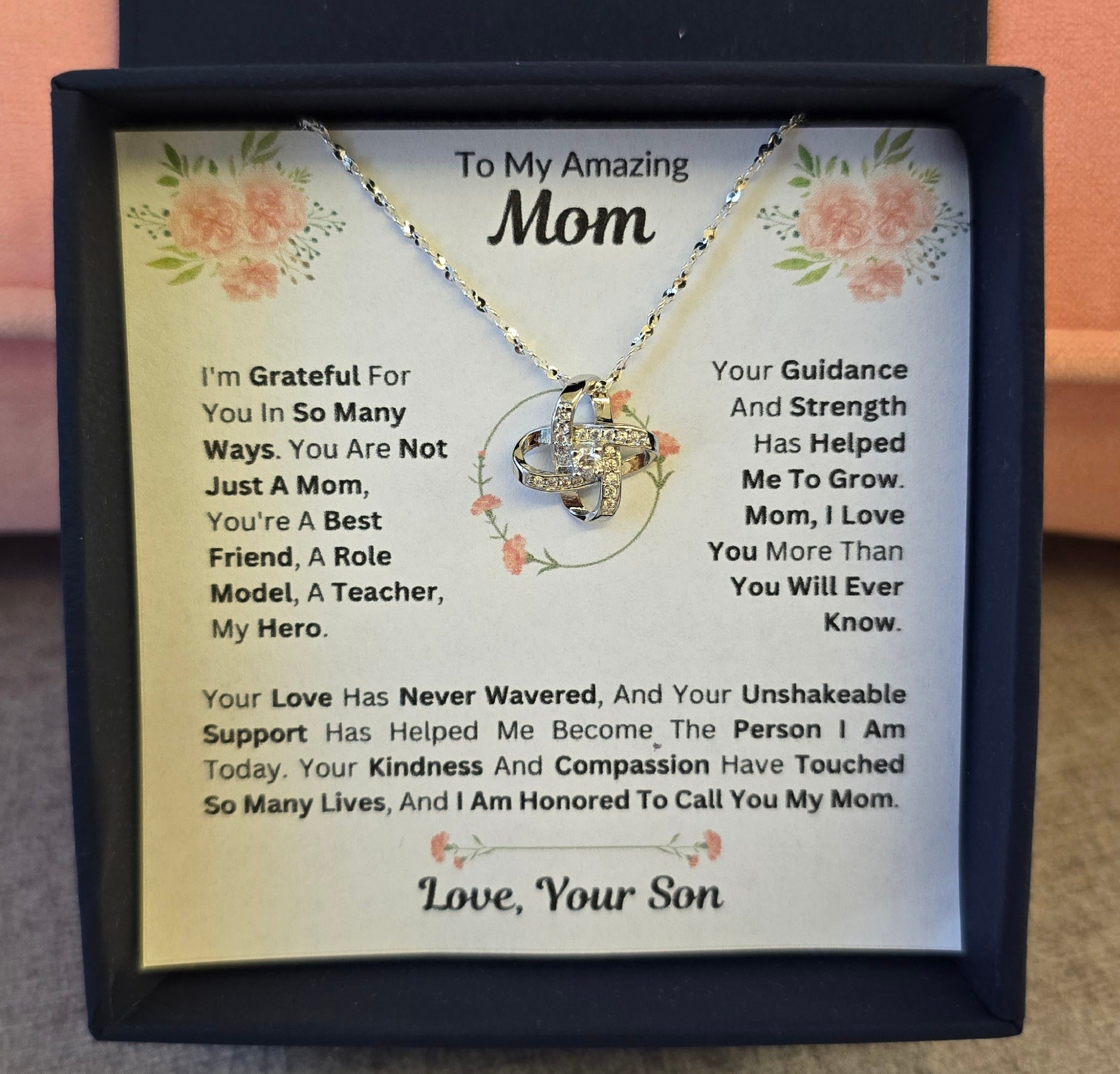 Best Gift To My Mom I Not Just A Mom I From Son I Love Knot Necklace
