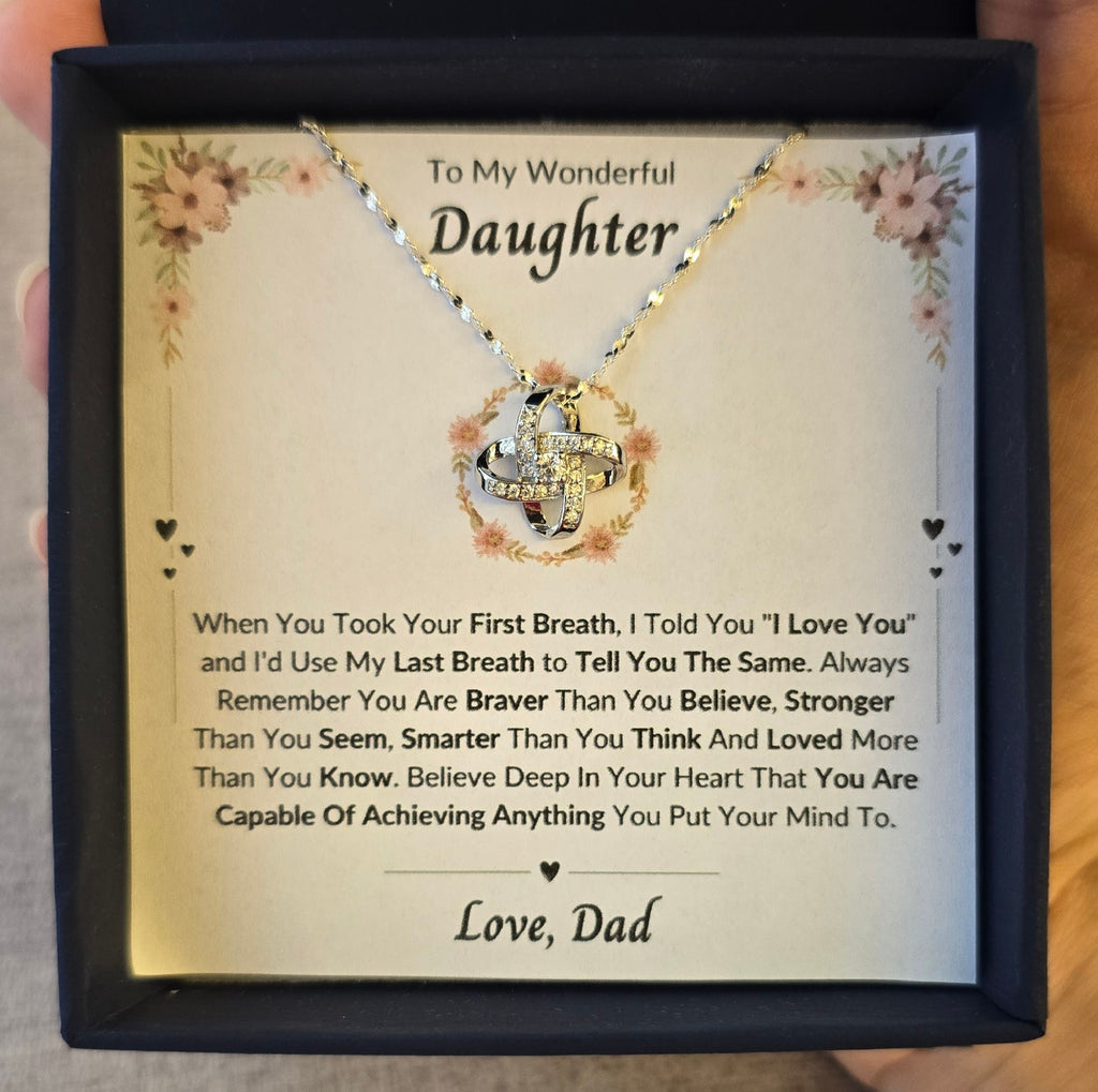 Best Gift To My Daughter I Always Love You I From Dad I Love Knot Necklace