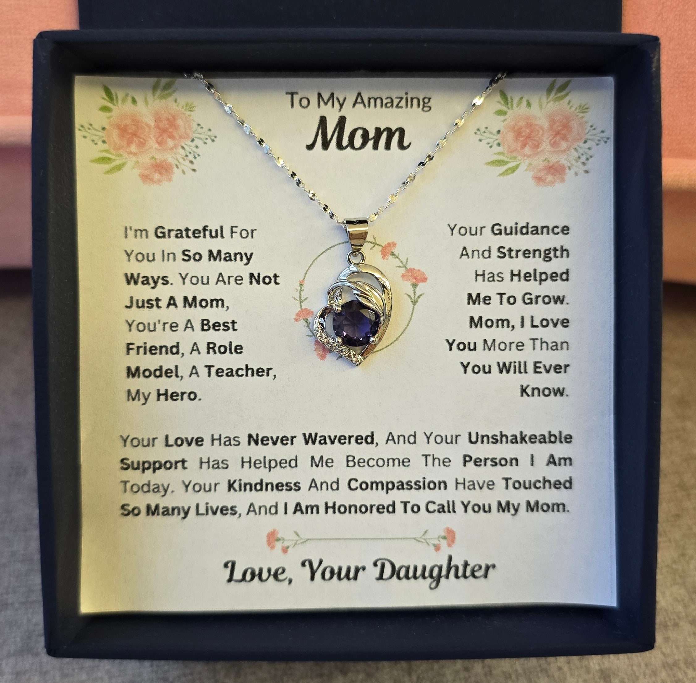 Best Gift To My Mom I Not Just A Mom I From Daughter I Purple Love Necklace