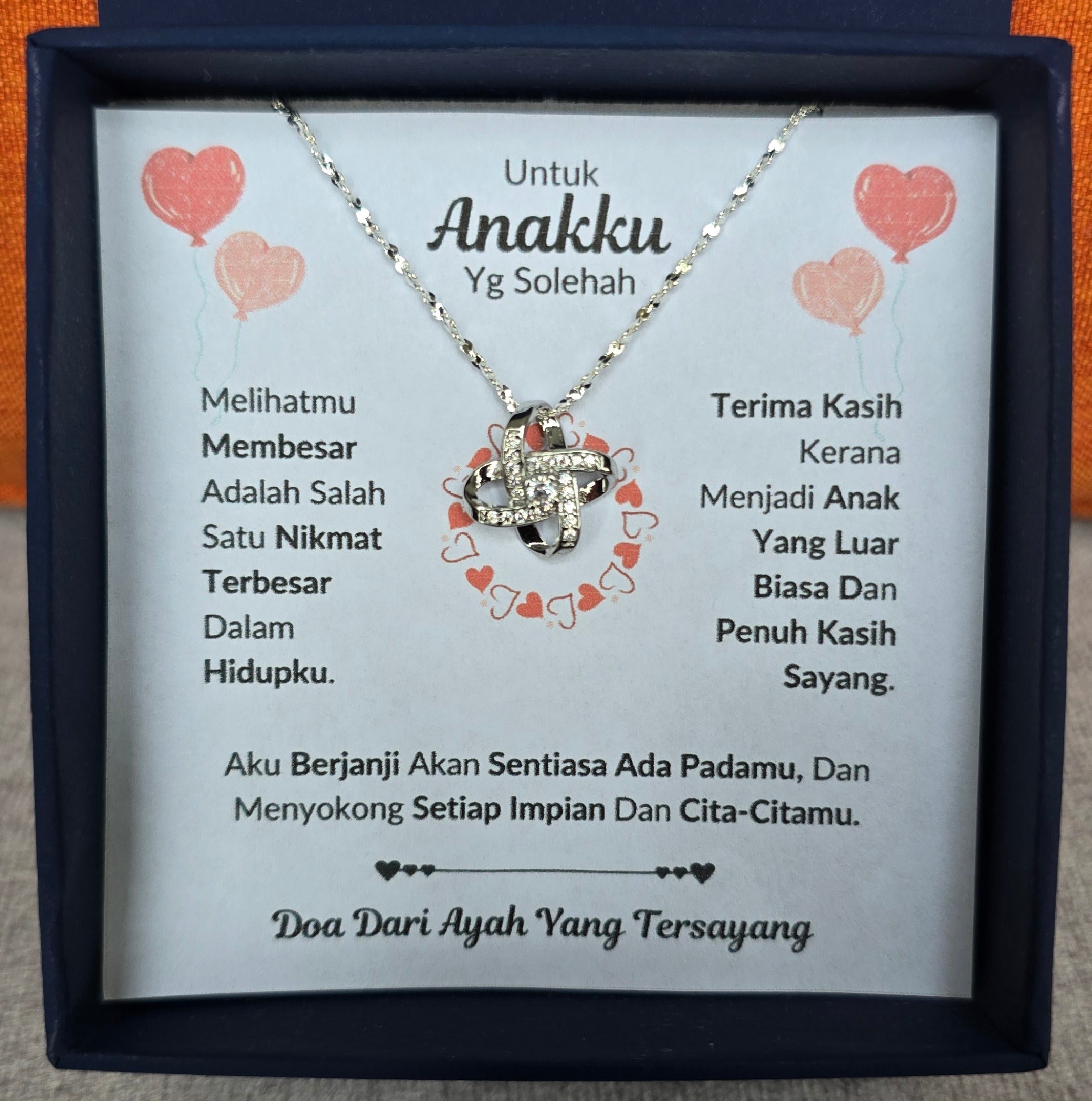 Hadiah Terbaik Untuk Anakku I Sentiasa Ada Padamu I Dari Ayah I Love Knot Necklace