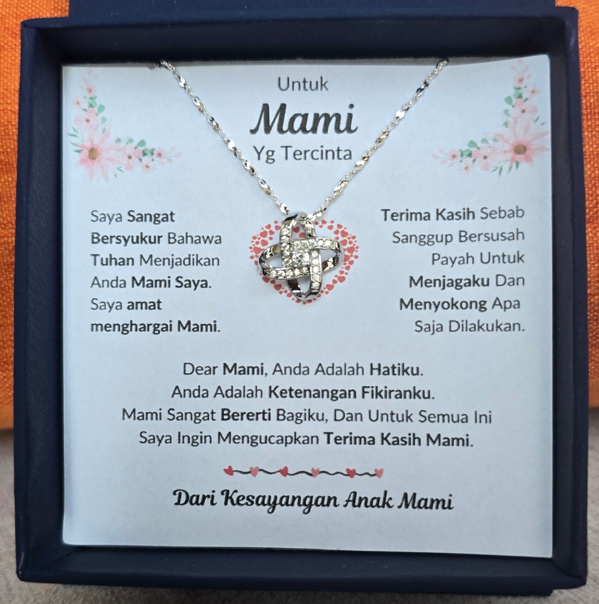 Hadiah Terbaik Untuk Mami ku I Sangat Bererti Bagiku I Love Knot Necklace