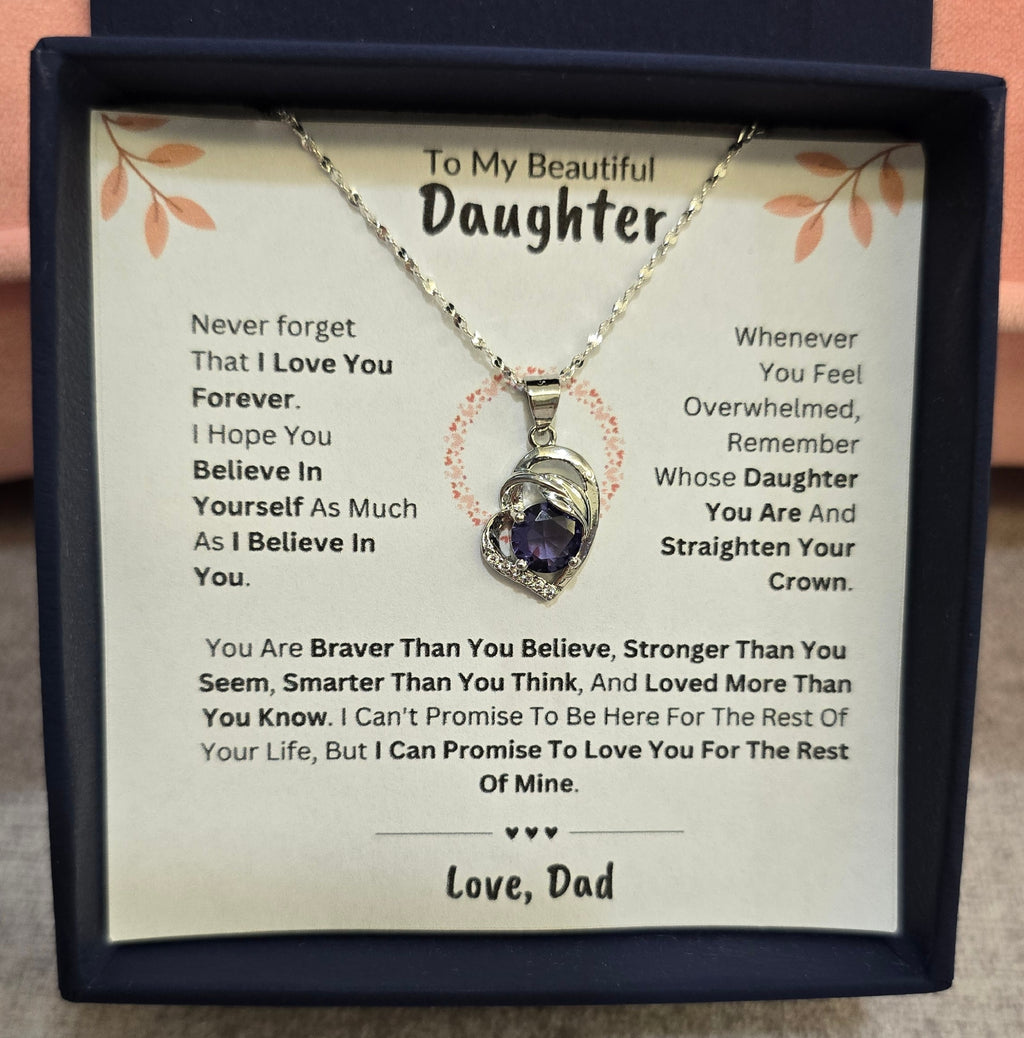 Best Gift To My Daughter I Love You Forever I From Dad I Purple Love Necklace