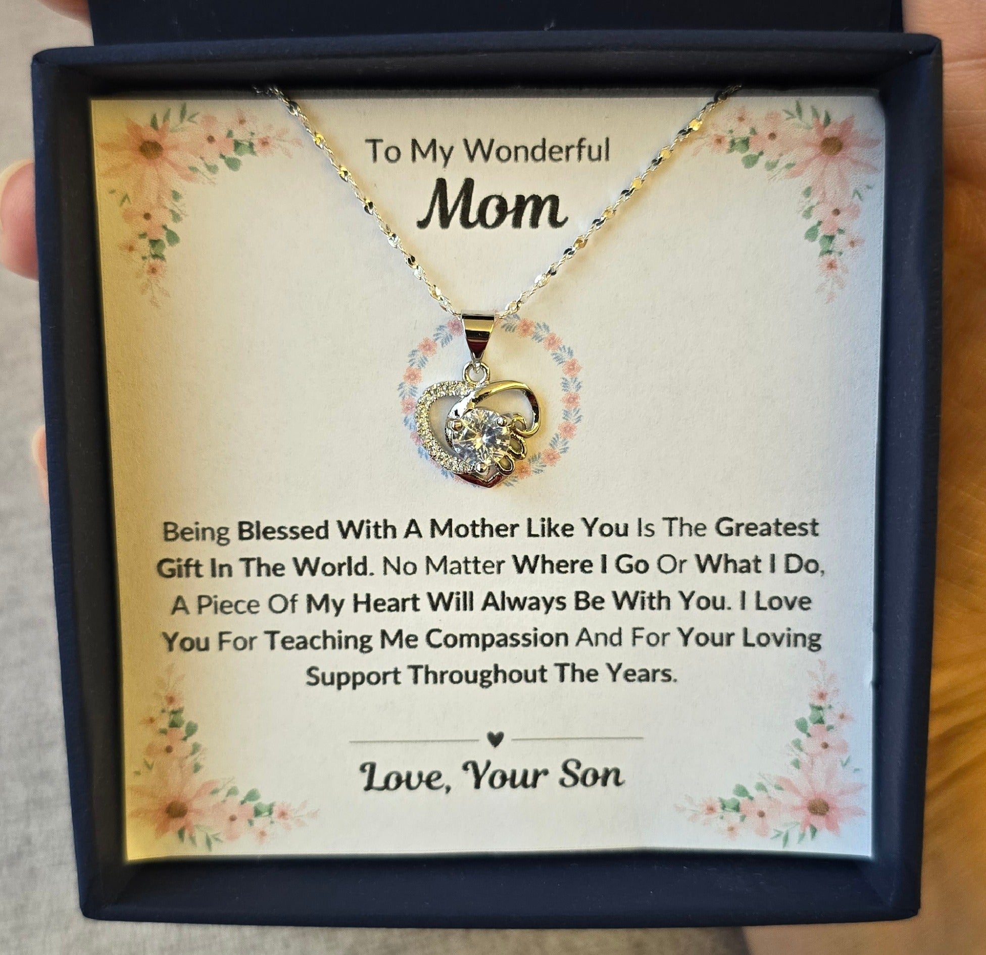 Best Gift To My Mom I Greatest Gift In The World I From Son I Love Heart Necklace