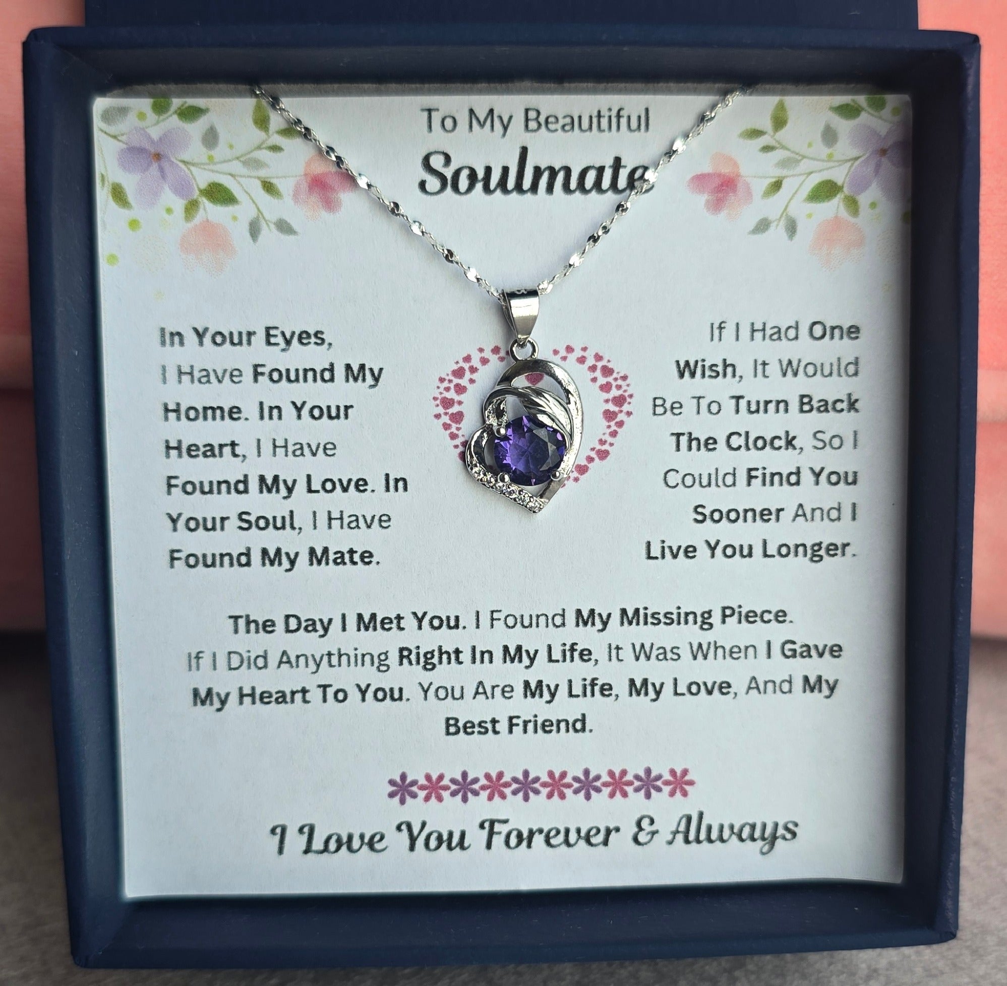 Best Gift To My Soulmate I Found My Missing Piece I Purple Love Necklace