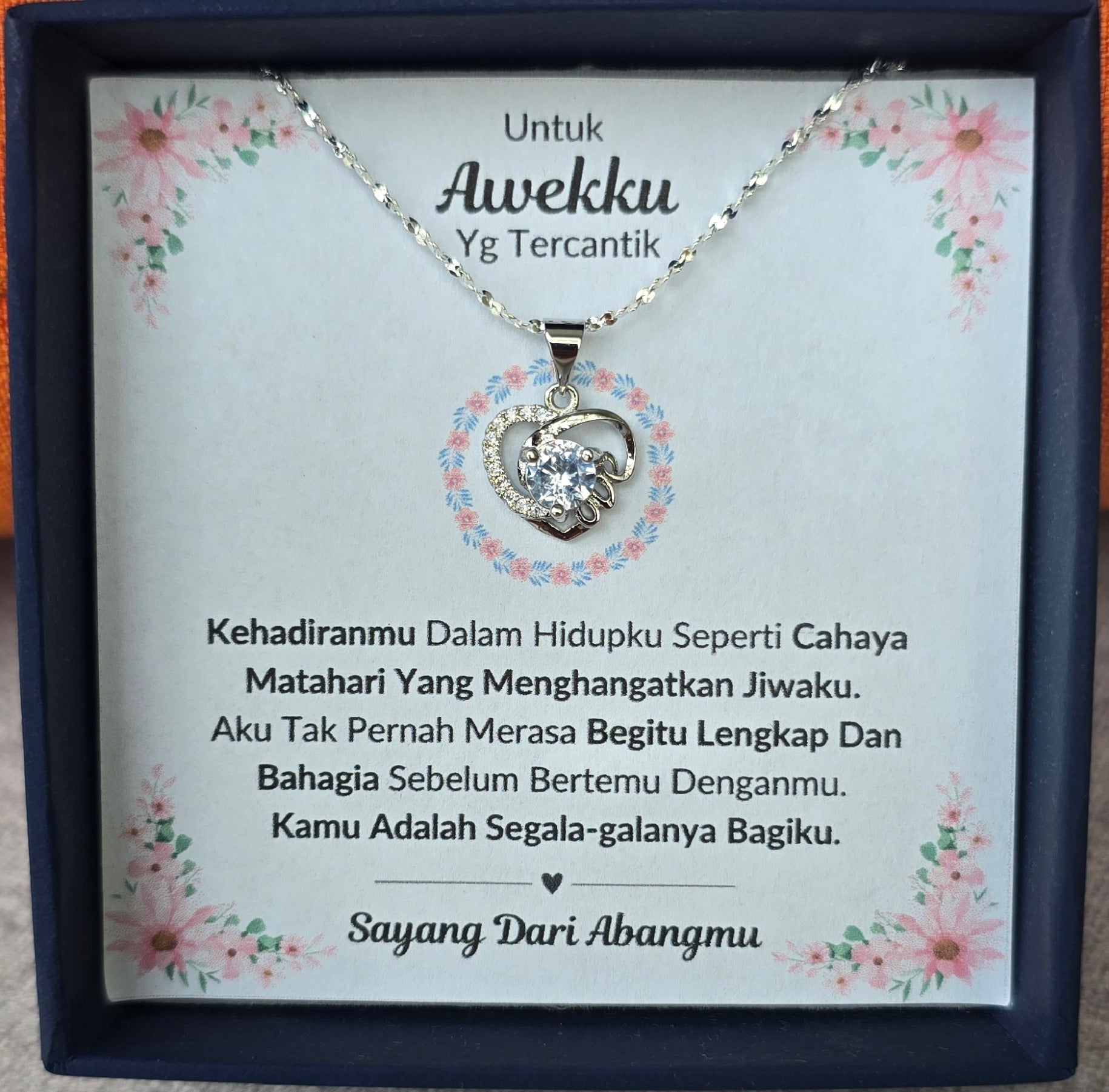 Hadiah Terbaik Untuk Awekku I Lengkap Dan Bahagia I Love Heart Necklace