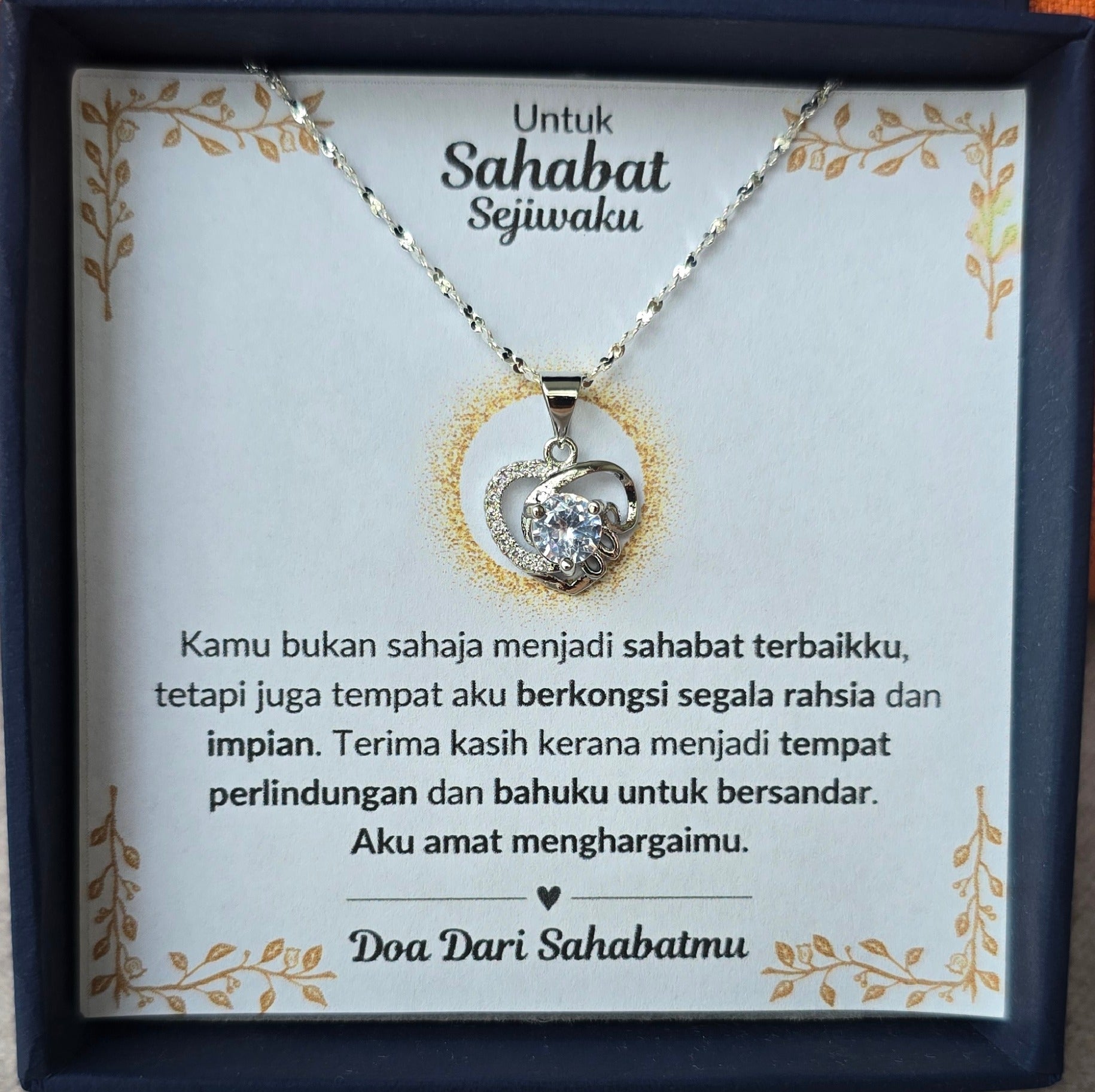 Hadiah Terbaik Untuk Sahabat Sejiwaku I Kongsi Rahsia Dan Impian I Love Heart Necklace