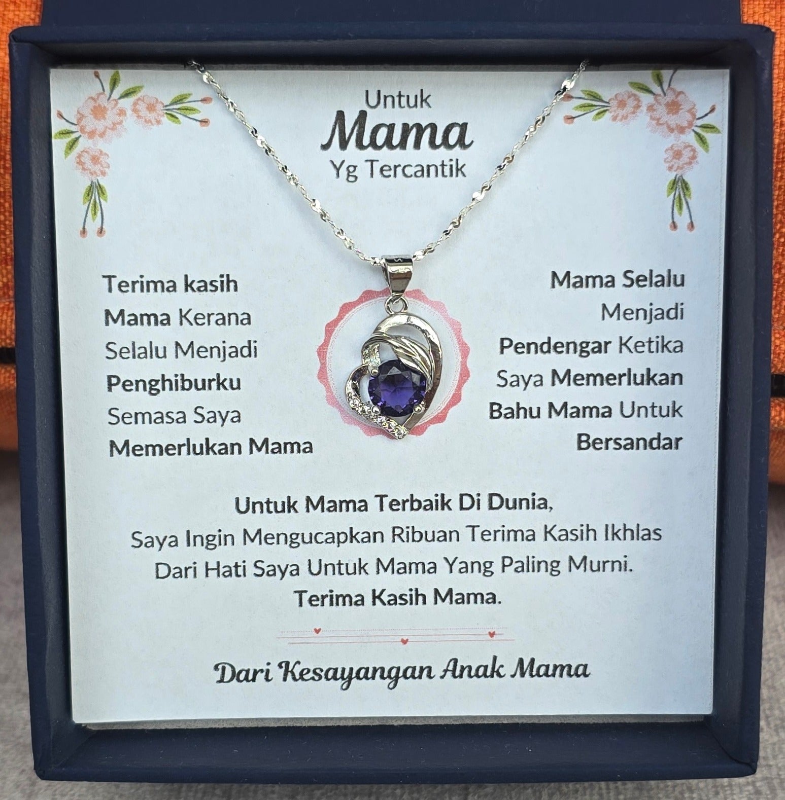 Hadiah Terbaik Untuk Mama Terbaik Di Dunia I Purple Love Necklace