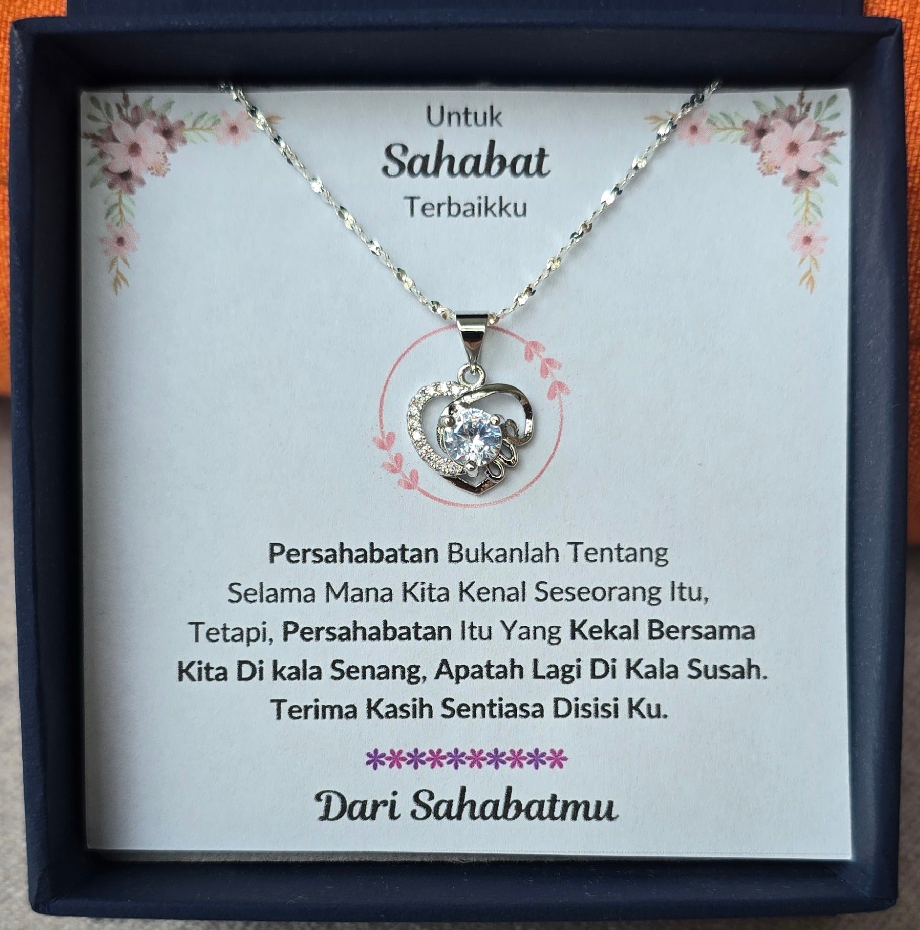 Hadiah Terbaik Untuk Sahabat Terbaikku I Sentiasa Disisi Ku I Love Heart Necklace