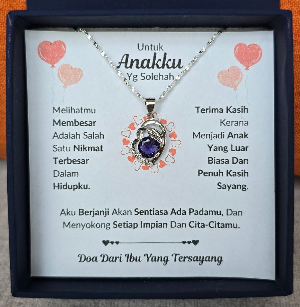 Hadiah Terbaik Untuk Anakku I Sentiasa Ada Padamu I Dari Ibu I Purple Love Necklace