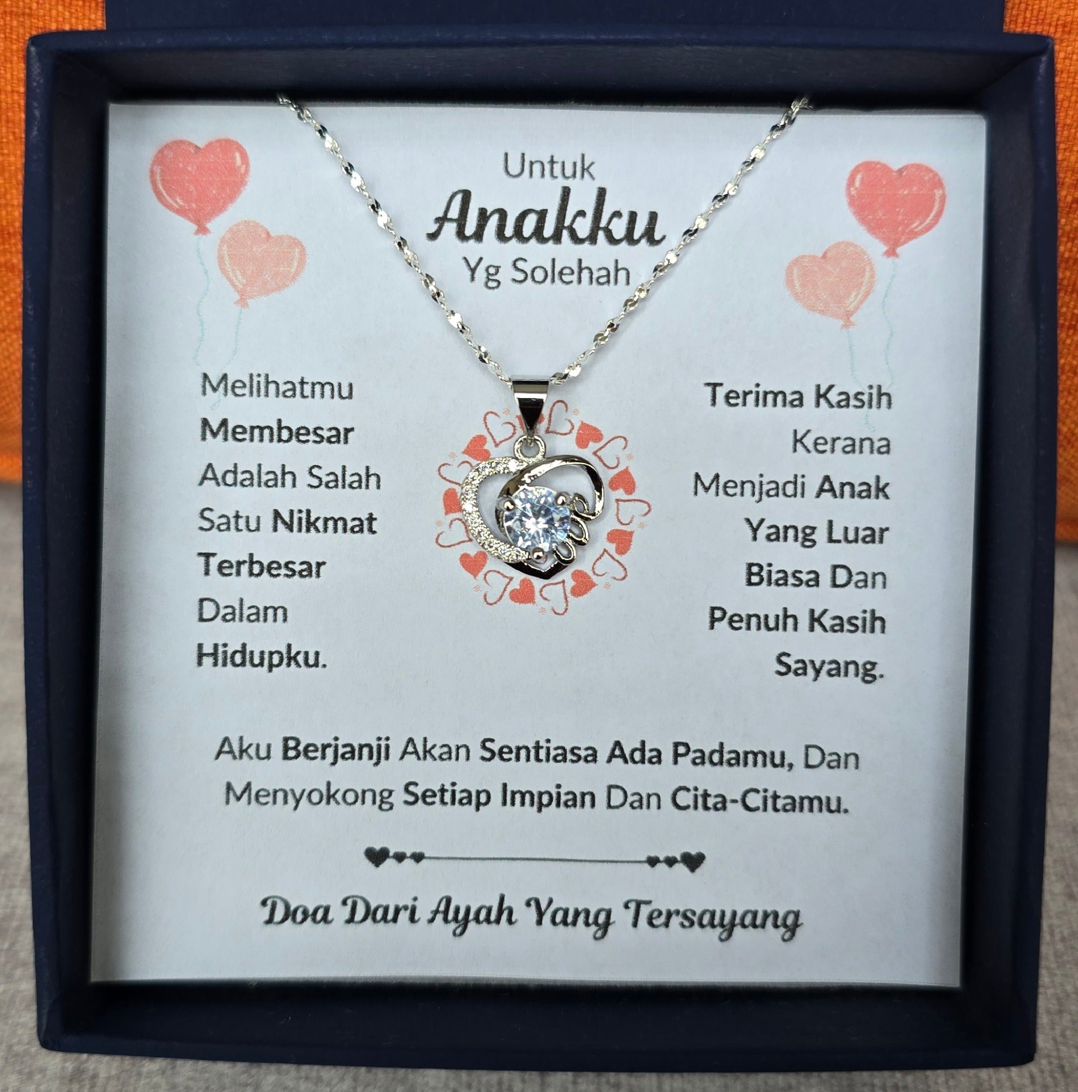 Hadiah Terbaik Untuk Anakku I Sentiasa Ada Padamu I Dari Ayah I Love Heart Necklace