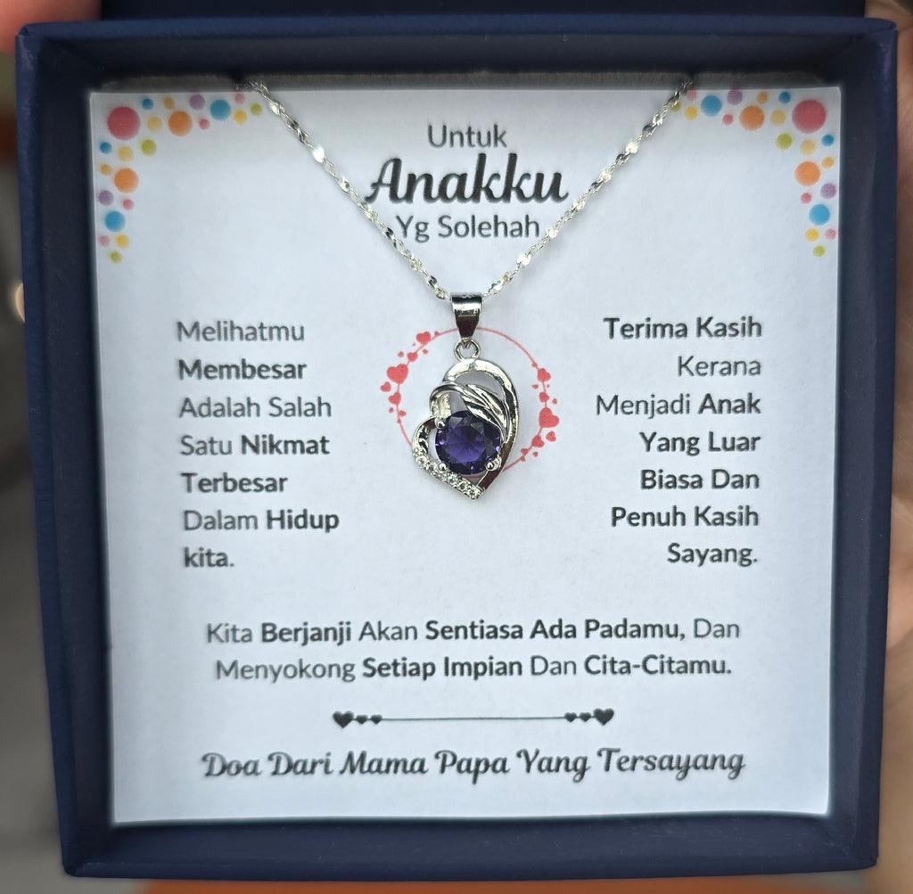 Hadiah Terbaik Untuk Anakku I Sentiasa Ada Padamu I Dari MamaPapa I Purple Love Necklace