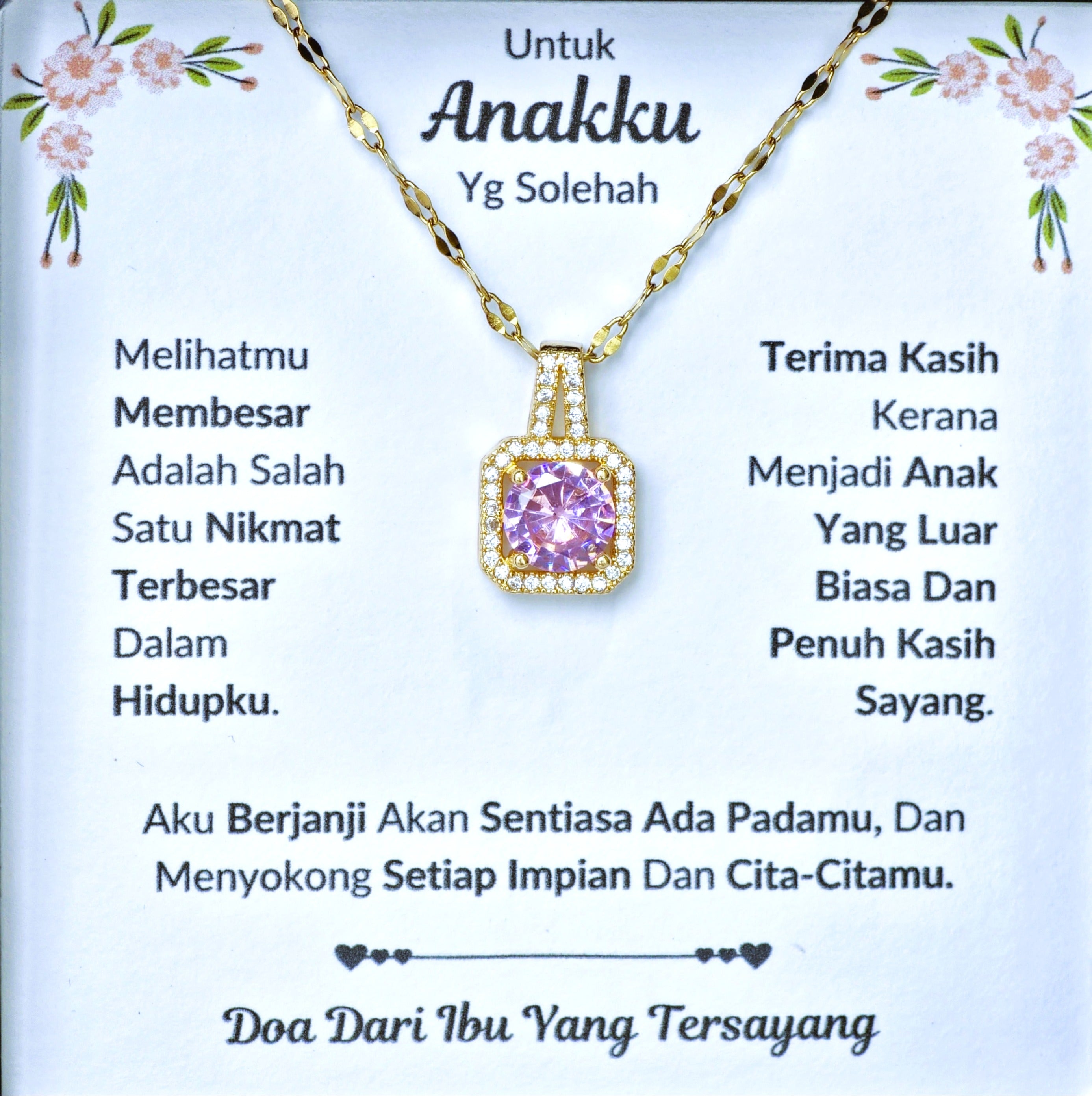 Hadiah Terbaik Untuk Anakku I Sentiasa Ada Padamu I Dari Ibu I Sweet Pink Necklace