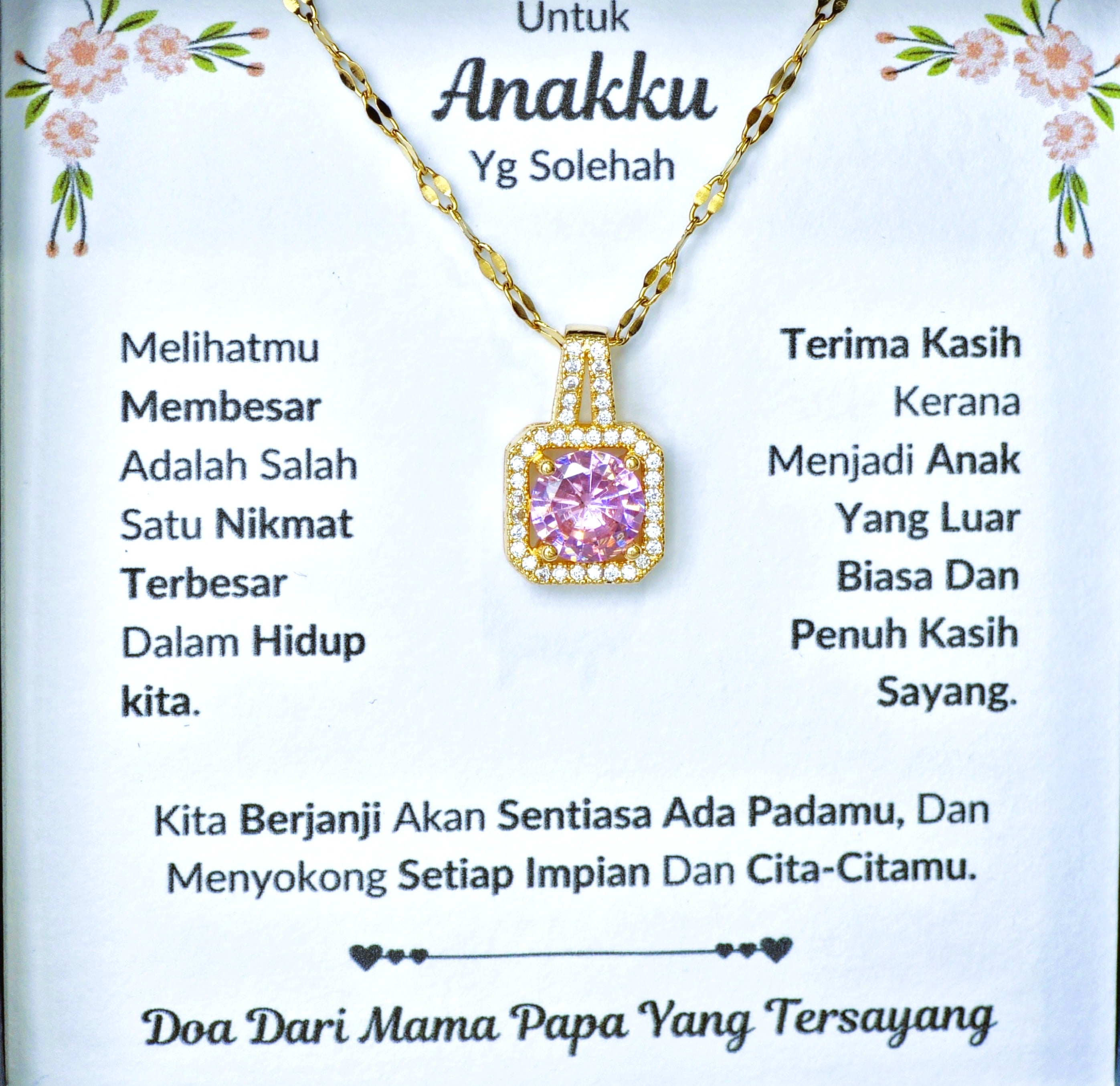 Hadiah Terbaik Untuk Anakku I Sentiasa Ada Padamu I Dari MamaPapa I Sweet Pink Necklace